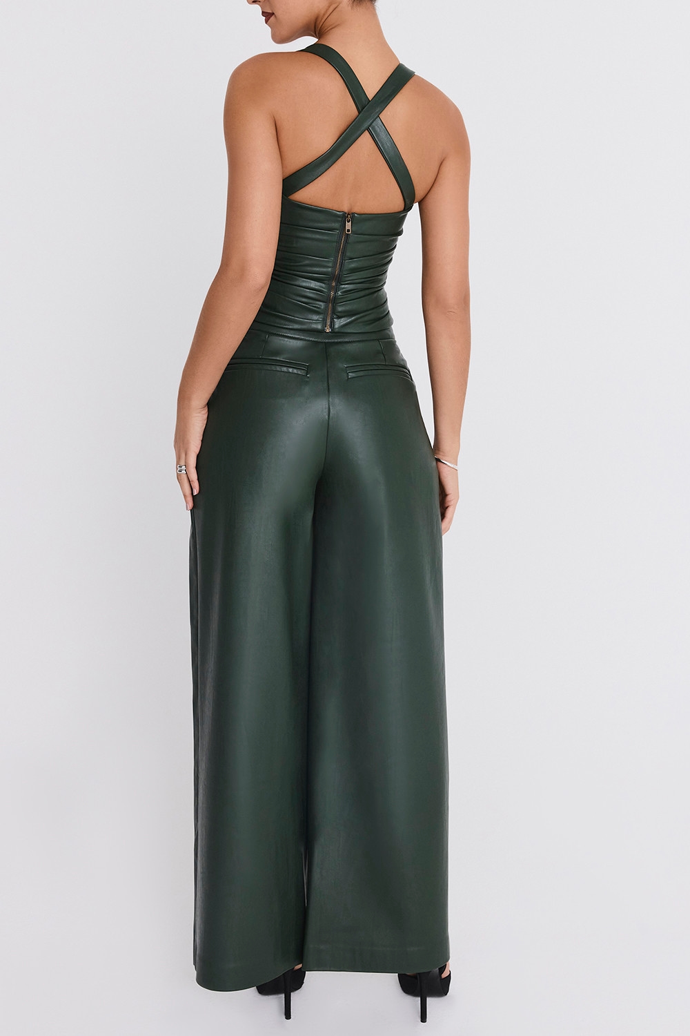Mistress Rocks Evergreen Vegan Leather Darted Trousers - SALE — image 3