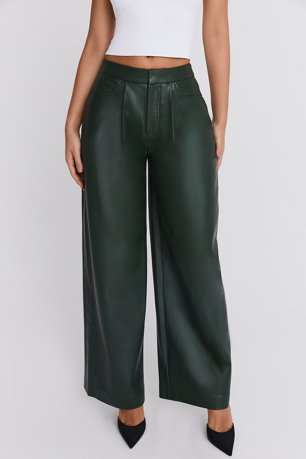 Mistress Rocks Evergreen Vegan Leather Darted Trousers - SALE — image 5