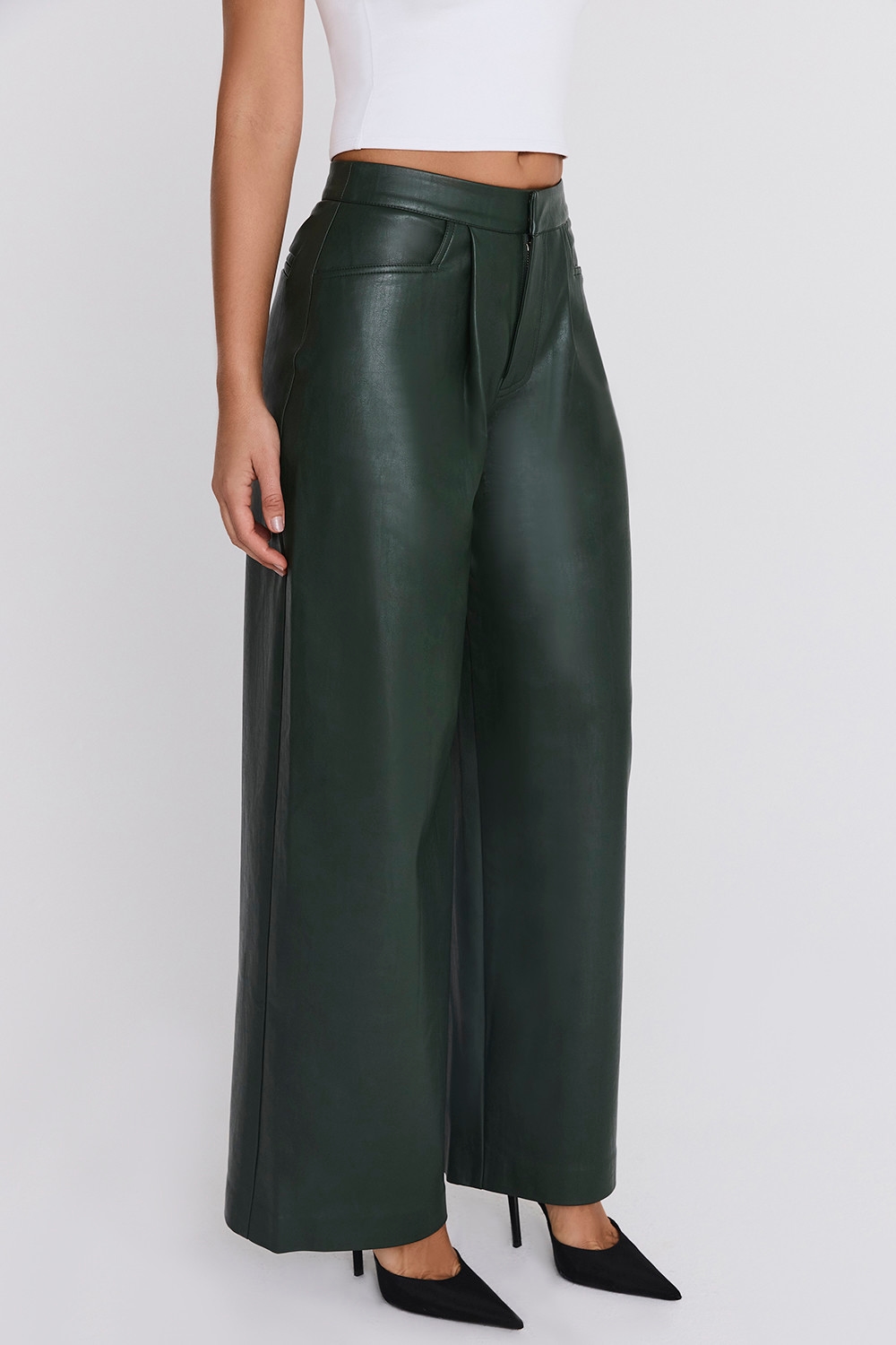 Mistress Rocks Evergreen Vegan Leather Darted Trousers - SALE — image 6