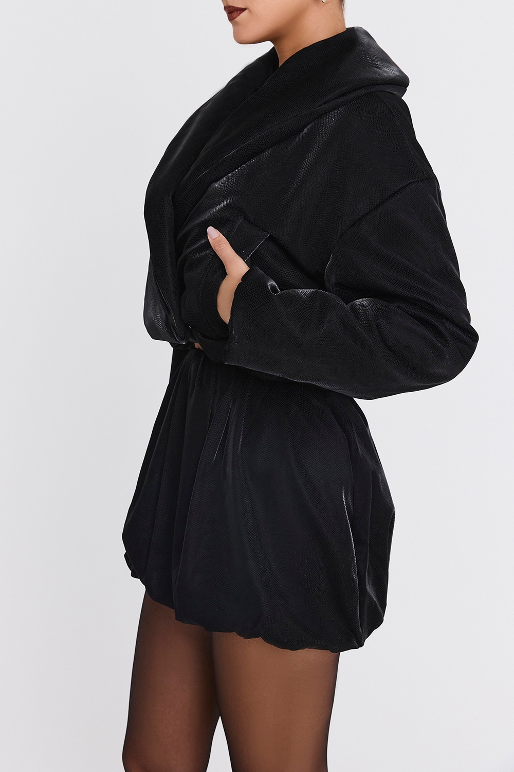 Mistress Rocks Black Vegan Leather Cropped Puffer Jacket - SALE — image 4