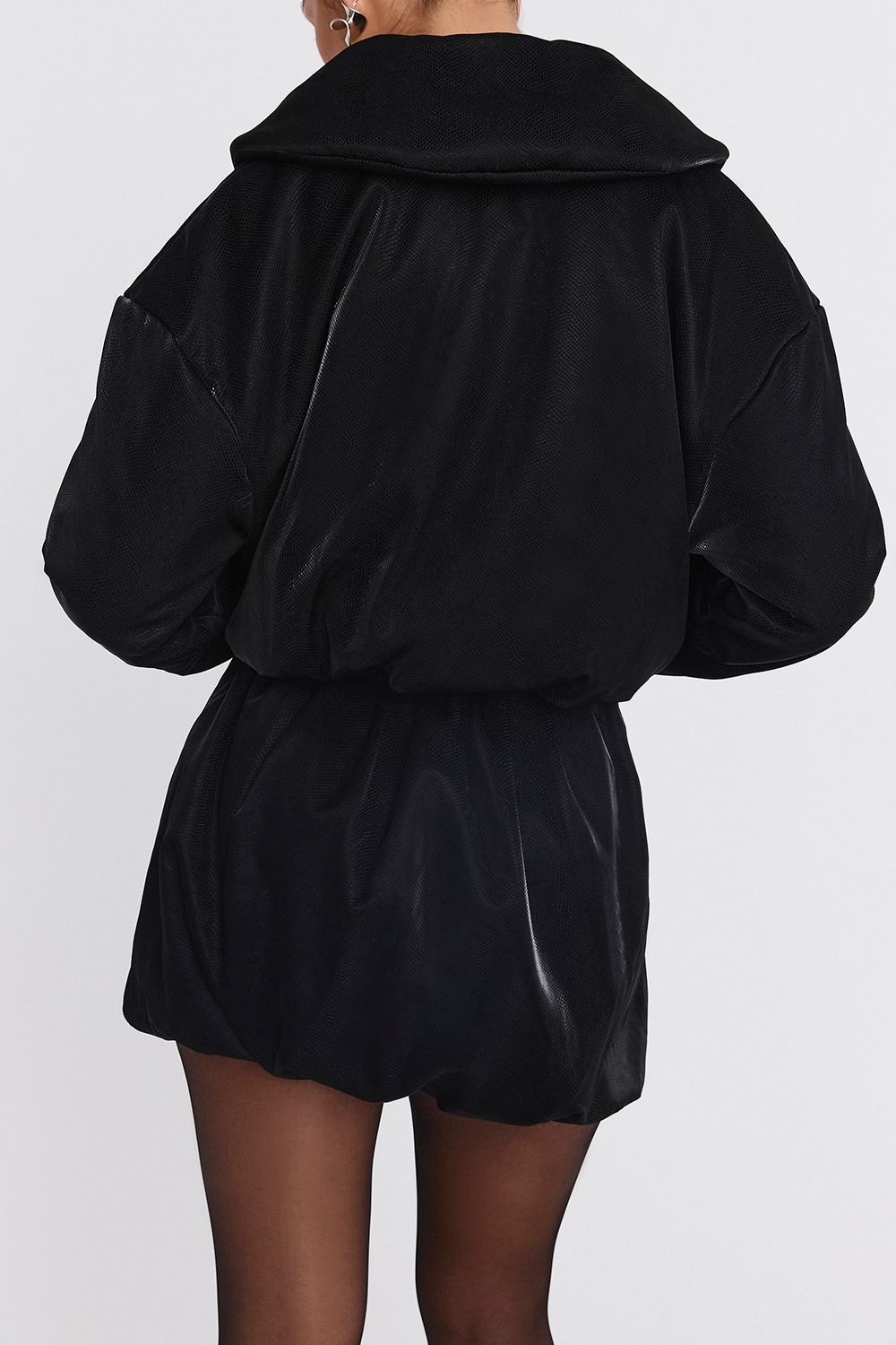 Mistress Rocks Black Vegan Leather Cropped Puffer Jacket - SALE — image 5