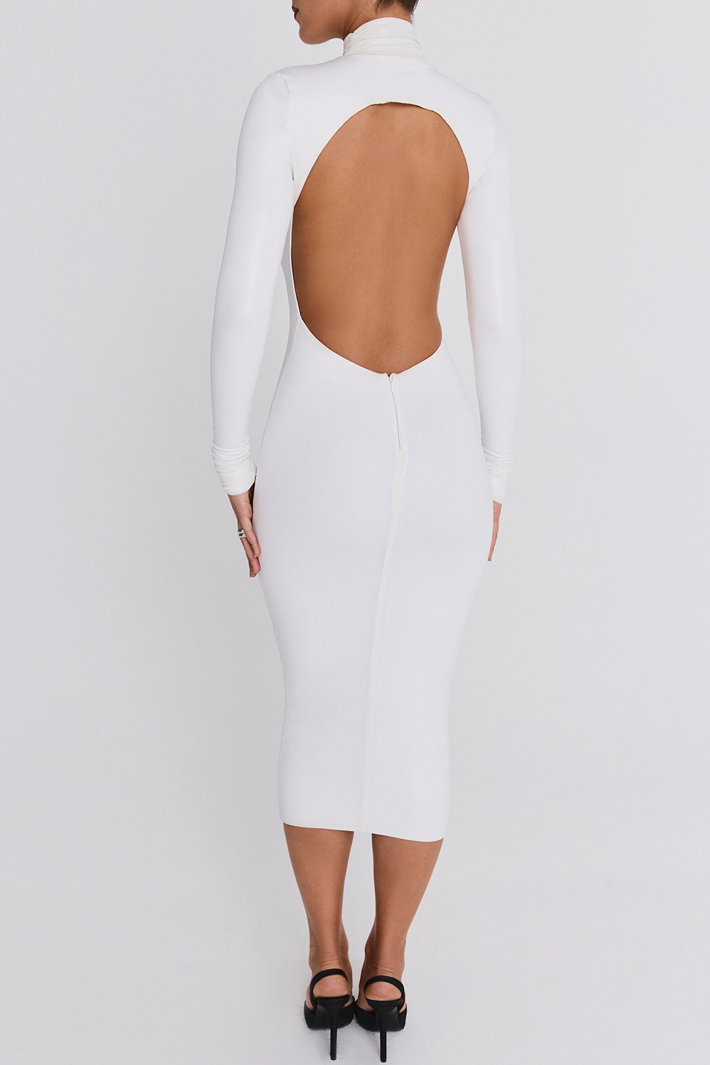 Mistress Rocks White Glitter Jersey Open Back Midi Dress - SALE — image 5
