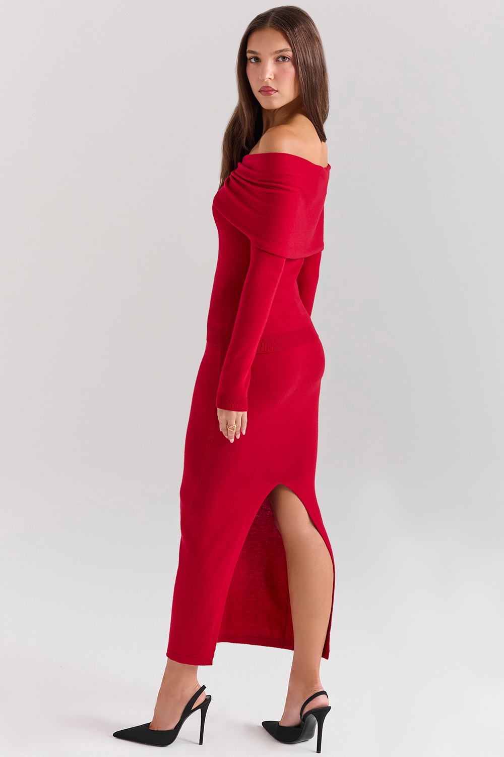 Faith  Holly Red Cashmere Blend Midi Skirt — image 5