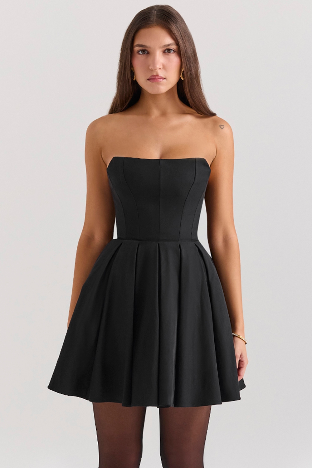 Emmanuela  Black Strapless Detachable Bow Mini Dress — image 3