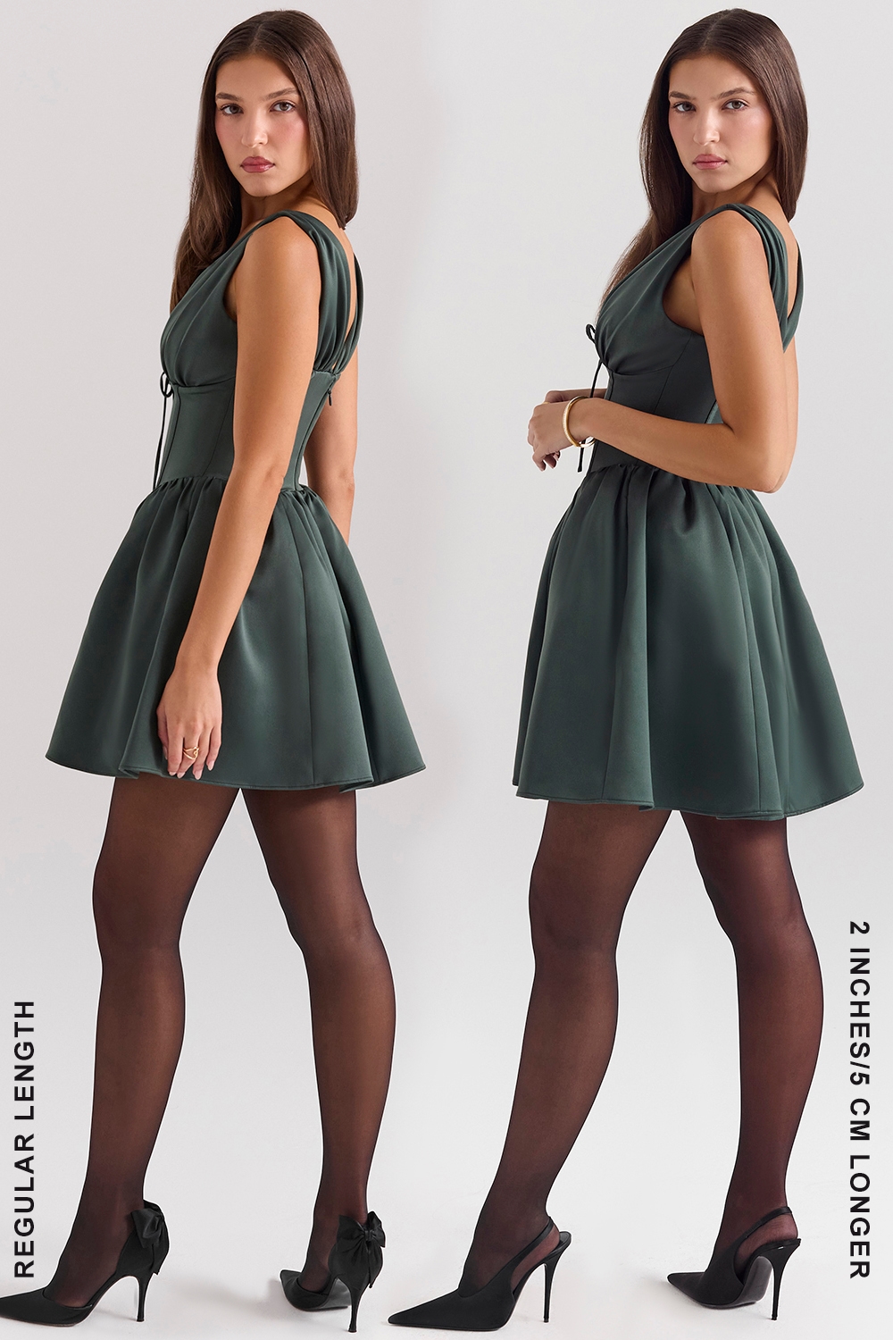 Emmeliette  Forest Green Satin Mini Dress — image 8