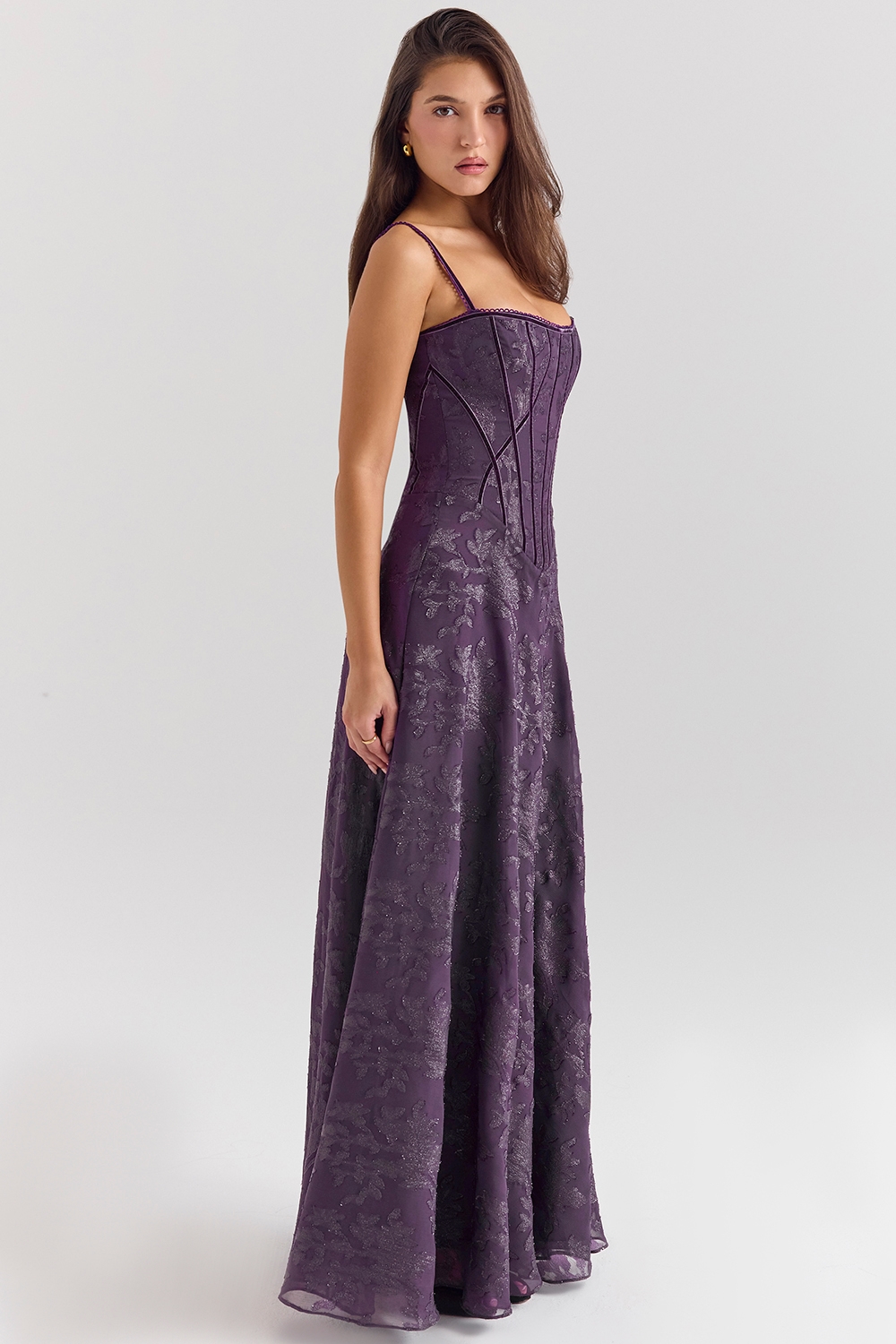 Esme  Grape Lurex Chiffon Maxi Dress — image 5
