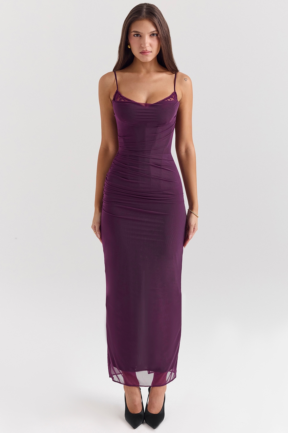 Nalini  Grape Mesh Corset Maxi Dress — image 3