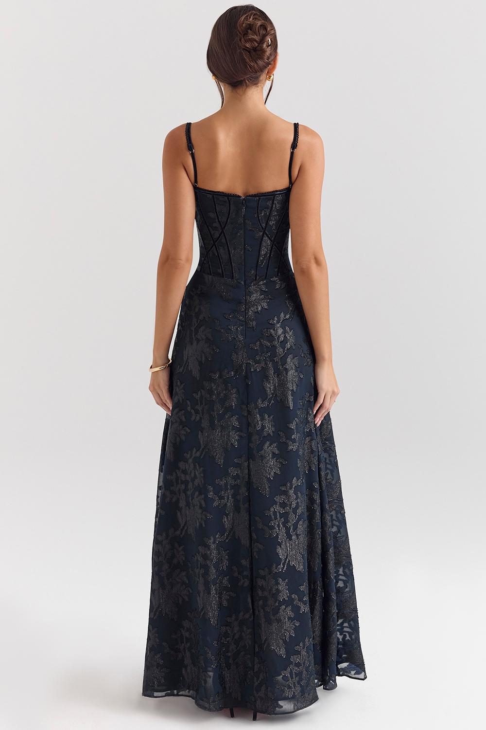 Esme  Midnight Blue Lurex Chiffon Maxi Dress — image 7