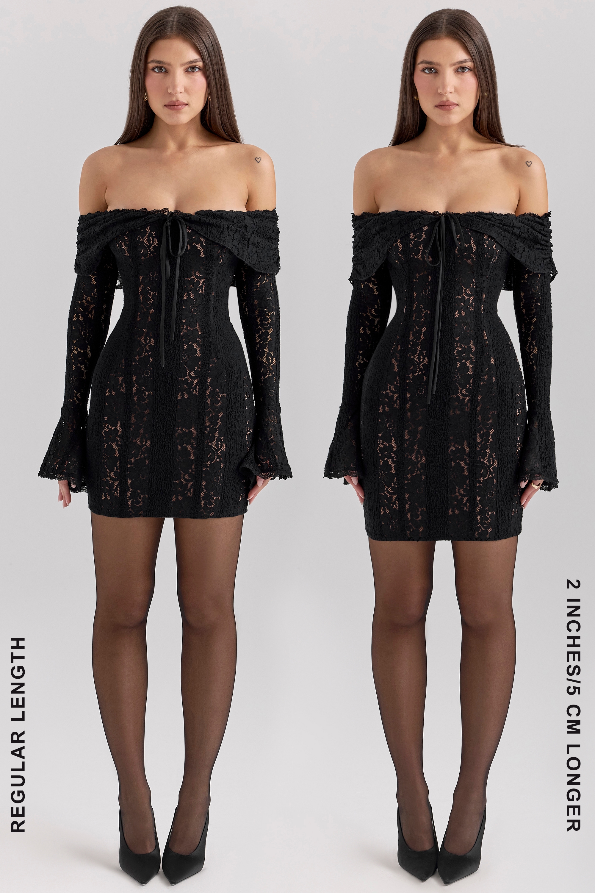 Sadie  Black Floral Lace Off Shoulder Mini Dress — image 8