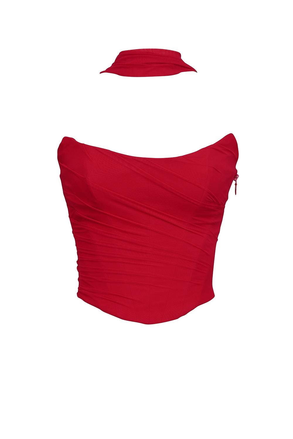 Hallie  Holly Red Strapless Corset Top with Detachable Neck Scarf — image 11