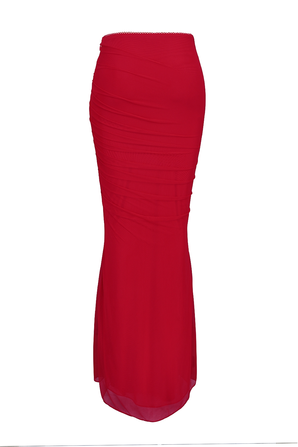 Cassidy  Holly Red Mesh Maxi Skirt with Fluted Hem — image 11