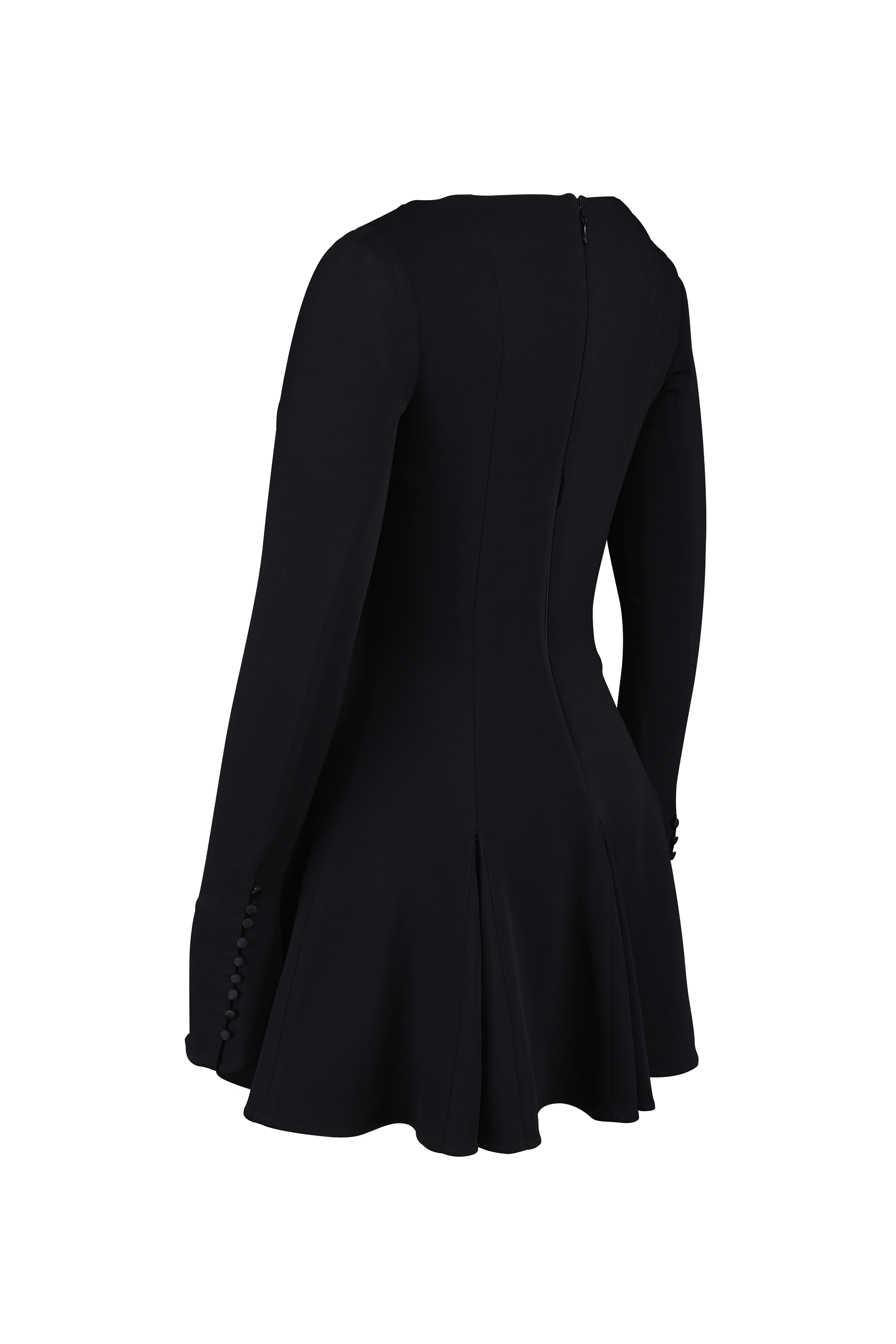 Francesca  Black Stretch Crepe Godet Mini Dress — image 13
