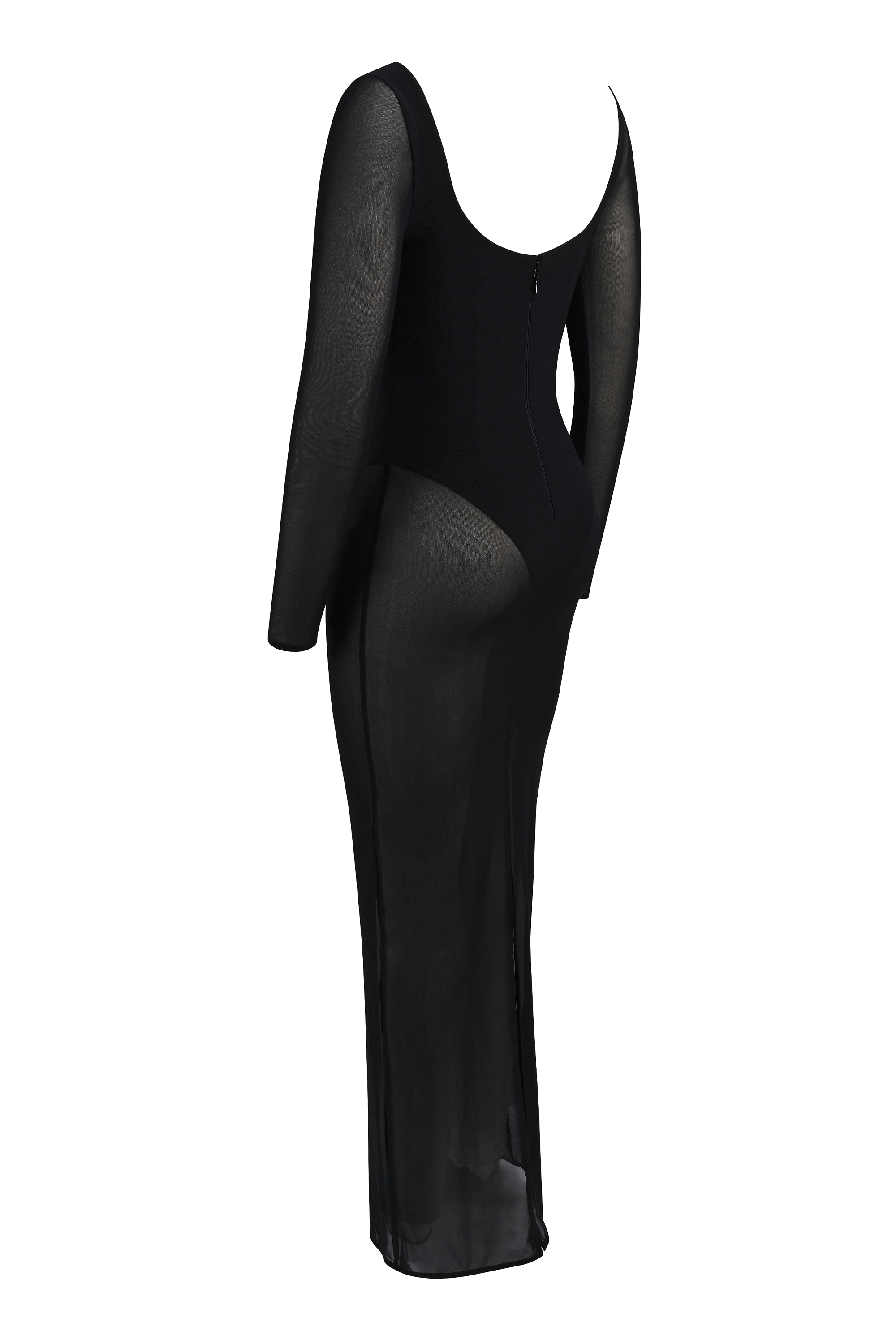 Everly  Black Mesh Maxi Dress with Bodysuit — image 8