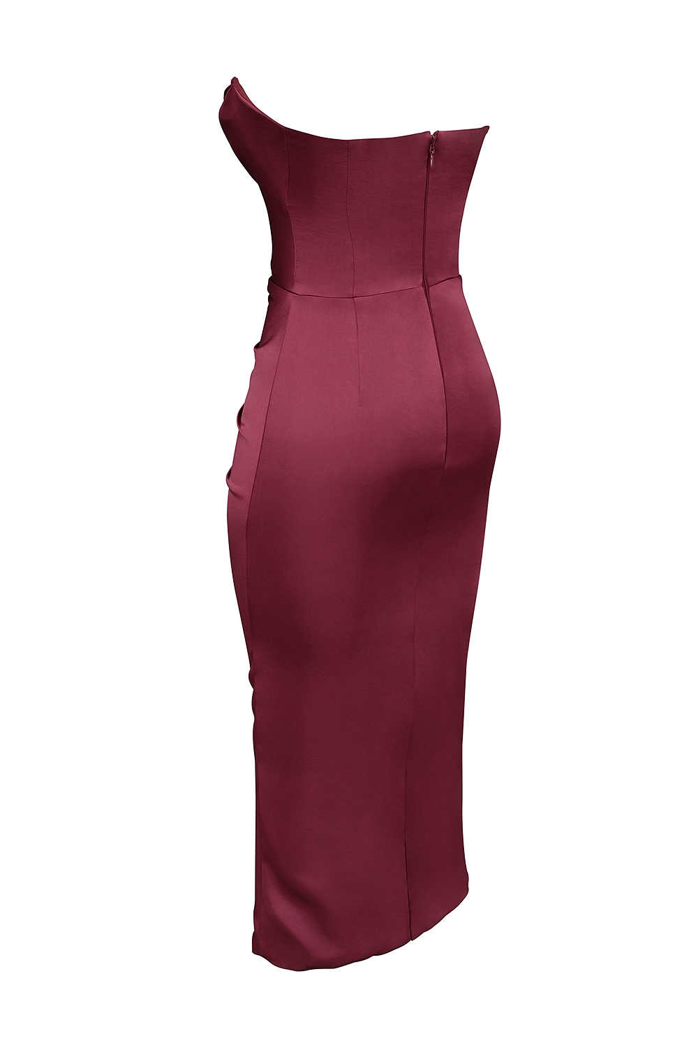 Santana  Berry Satin Strapless Midi Dress — image 10