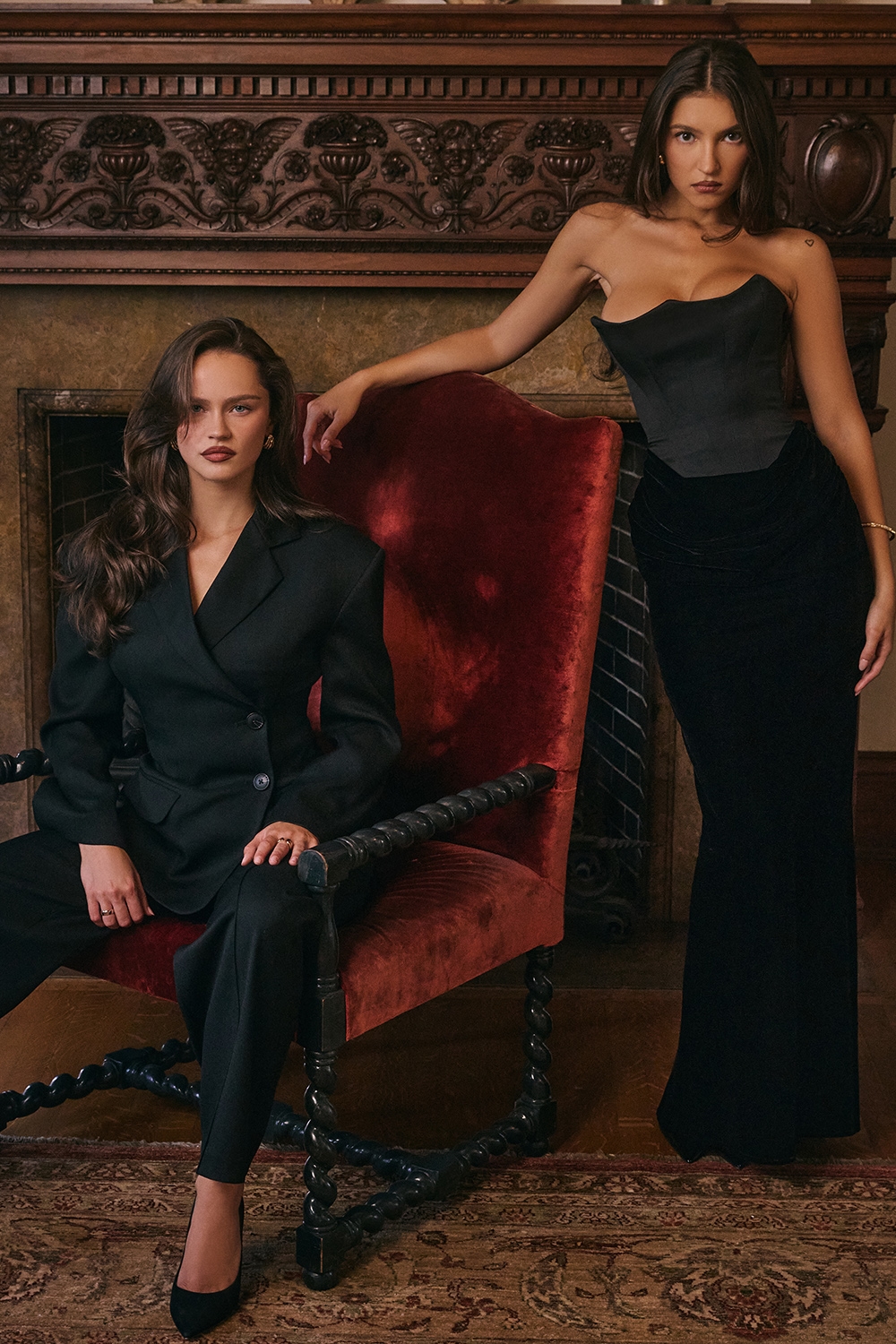 Hayden  Black Wide Leg High Waist Tailored Trousers — image 12