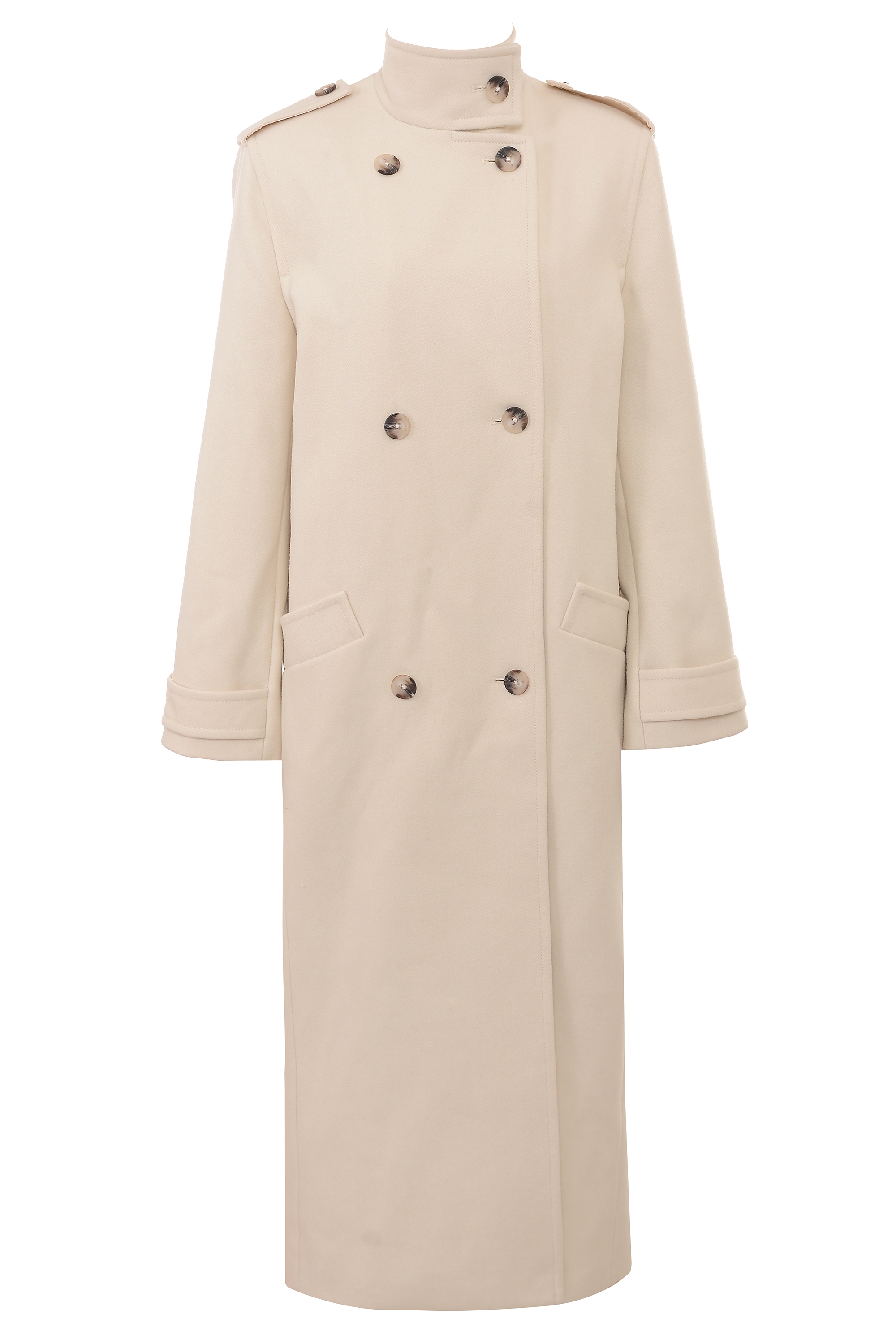 Sander  Cream Double Breasted Funnel Neck Coat — image 13