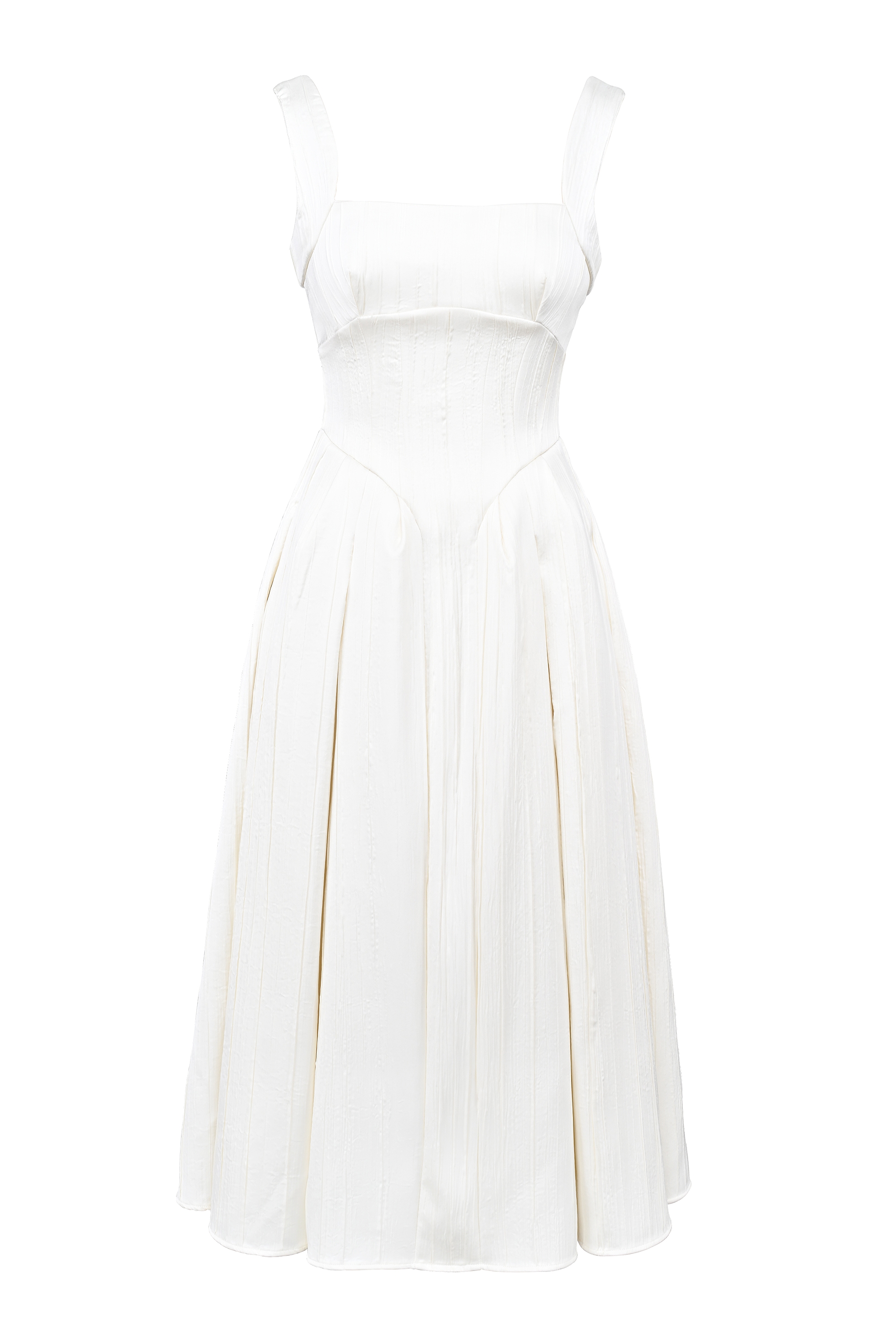 Isabeau  Ivory Textured Satin Corset Midi Dress — image 10
