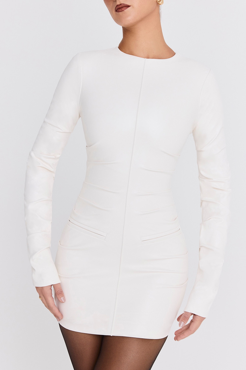Mistress Rocks Ivory Vegan Leather Mini Dress - SALE — image 3