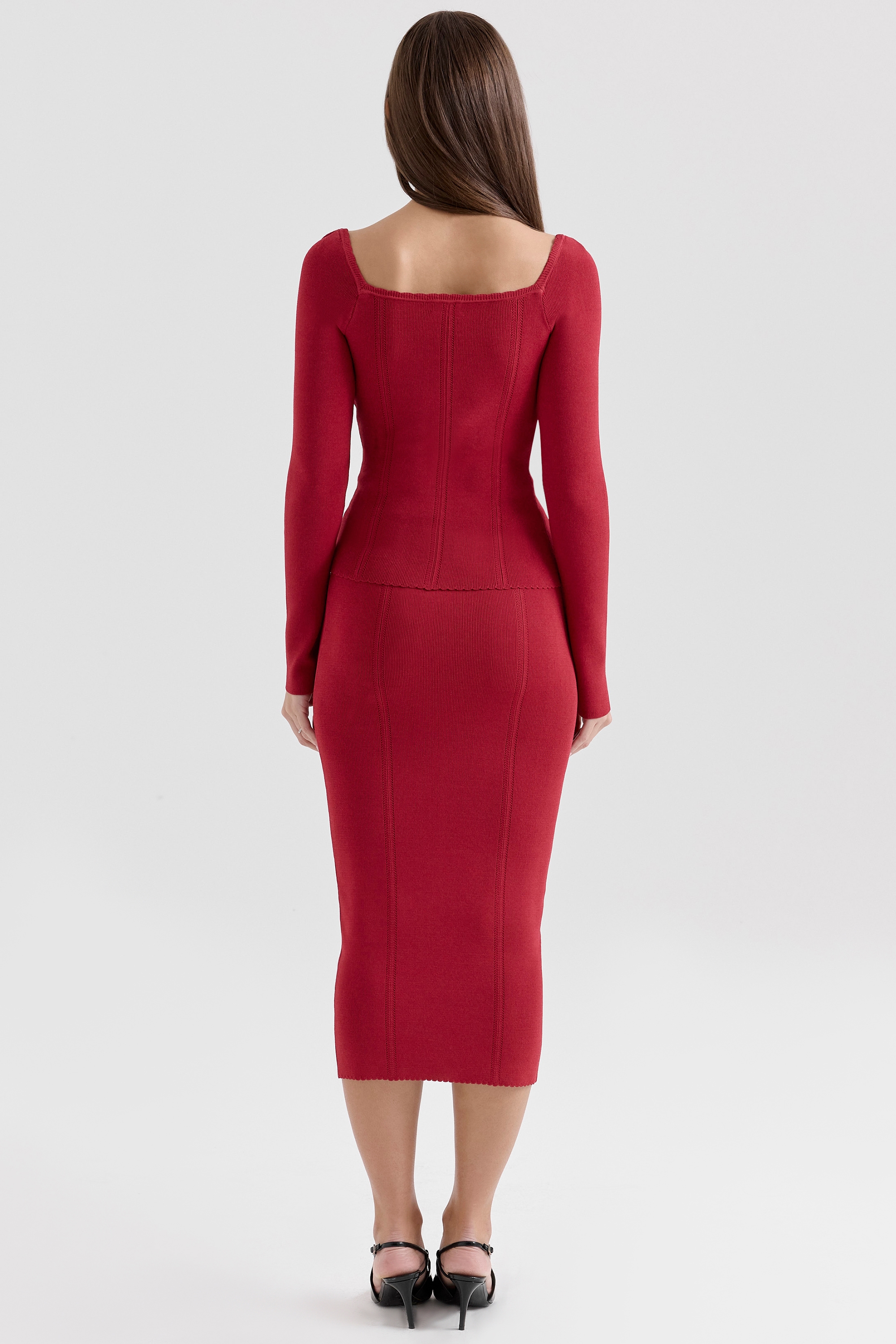 Eliane  Red Bodycon Midi Skirt — image 6