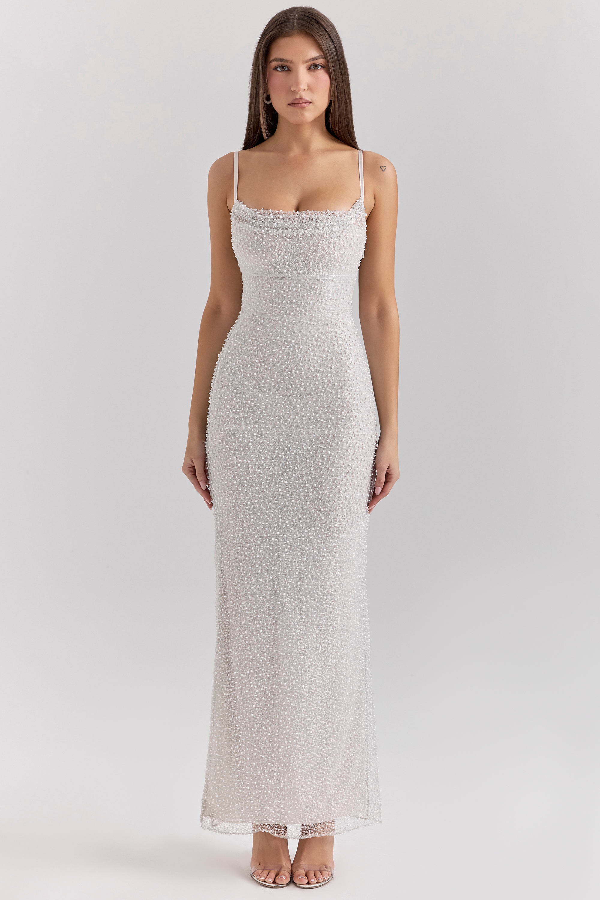 Calla  Silver Pearl Embellished Maxi Dress — image 3