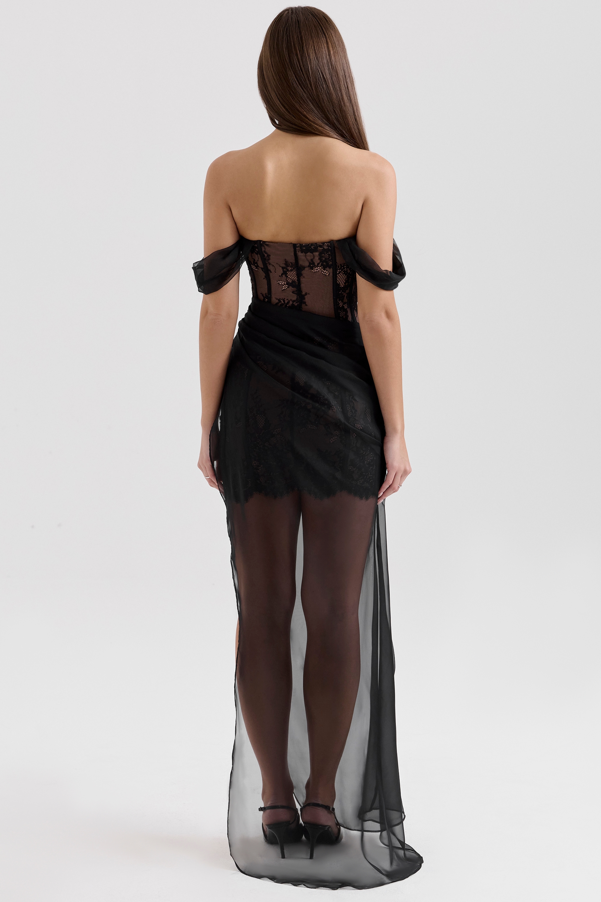 Debut  Black Off Shoulder Lace Maxi Dress — image 8