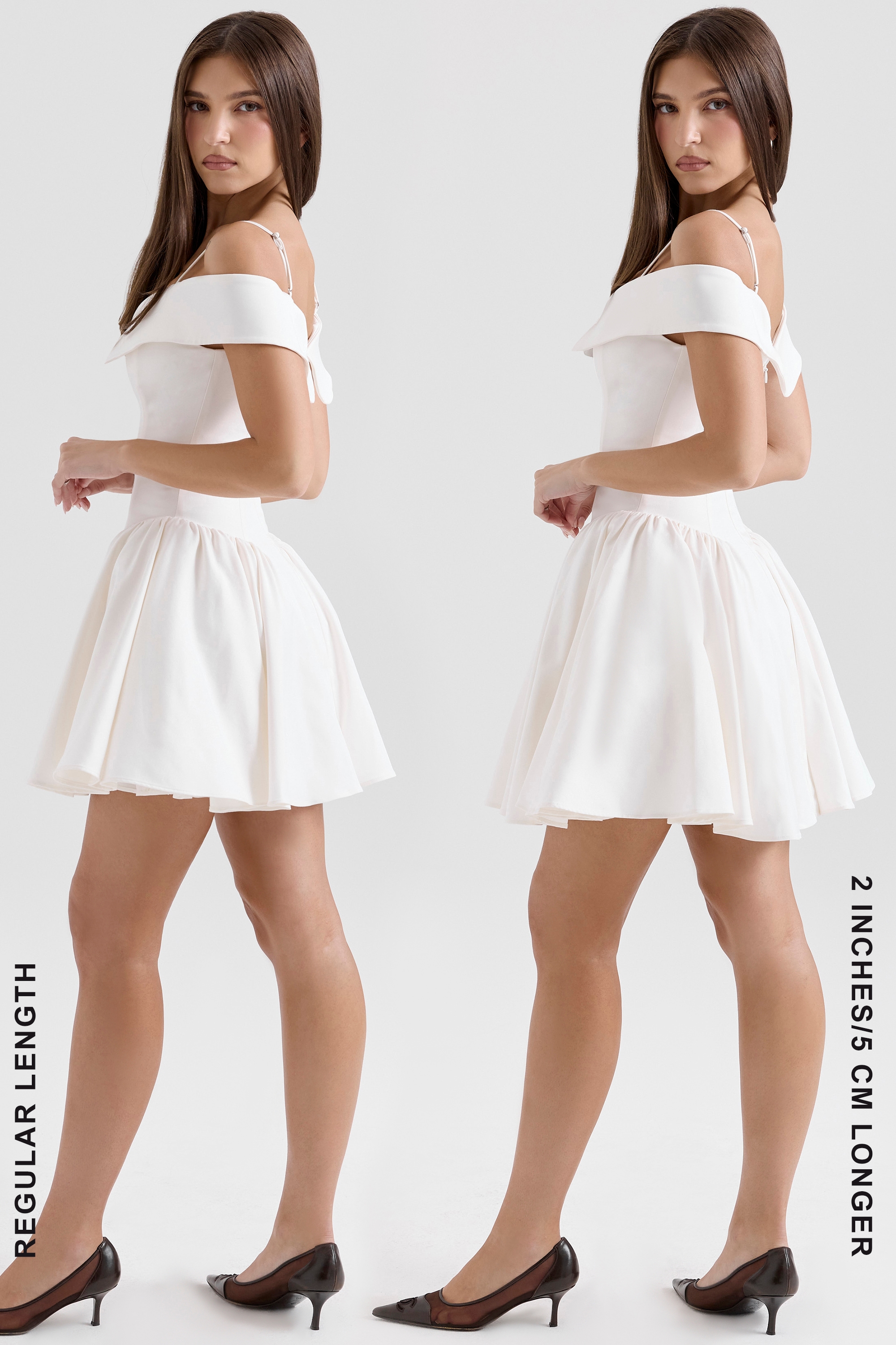 Elida  White Twill Off Shoulder Mini Dress — image 8