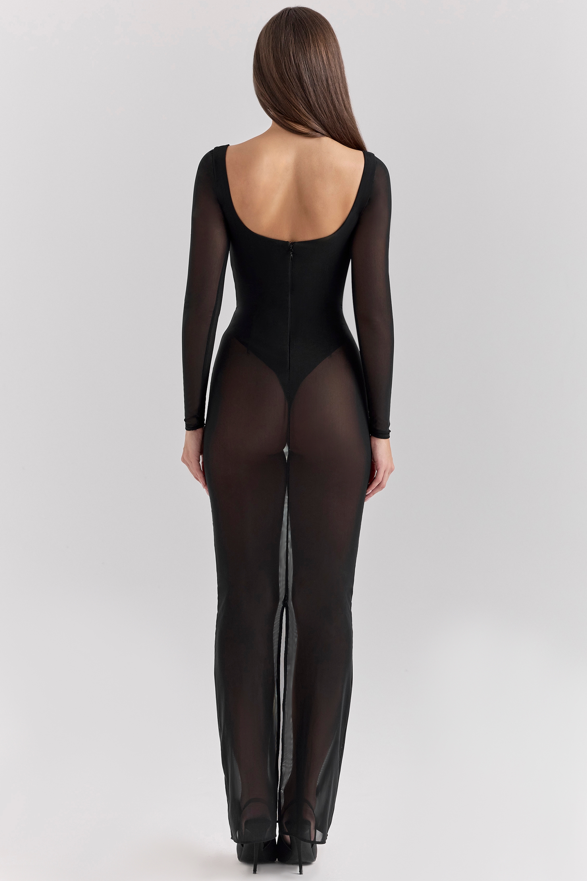 Everly  Black Mesh Maxi Dress with Bodysuit — image 6