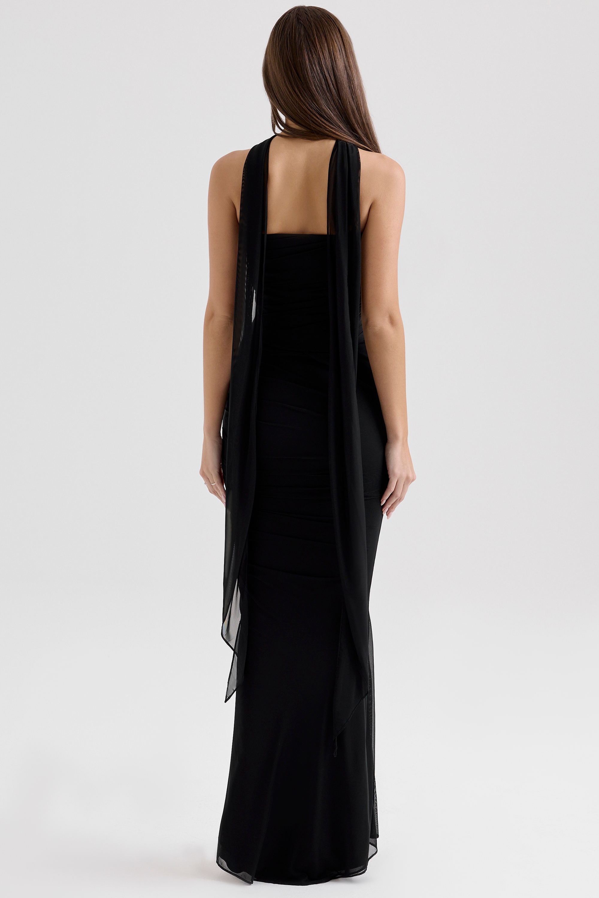 Cassidy  Black Mesh Maxi Skirt with Fluted Hem — image 7
