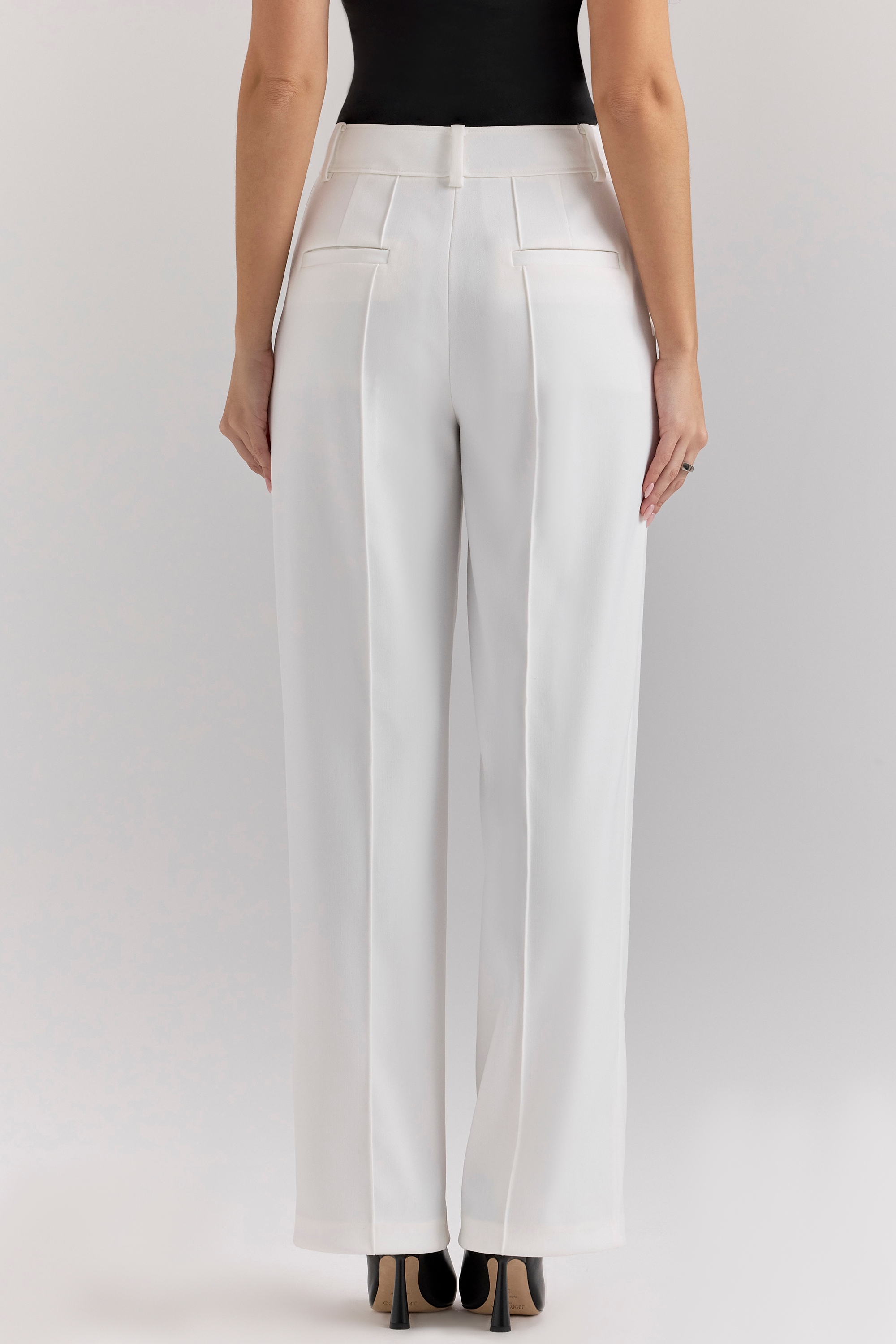 Hayden  White Wide Leg High Waist Tailored Trousers — image 11