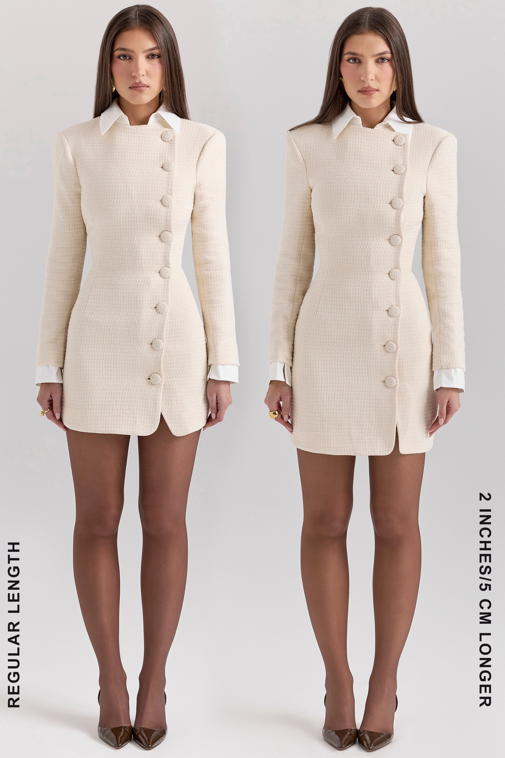 Leoni  Cream Boucle Tweed Mini Dress — image 9