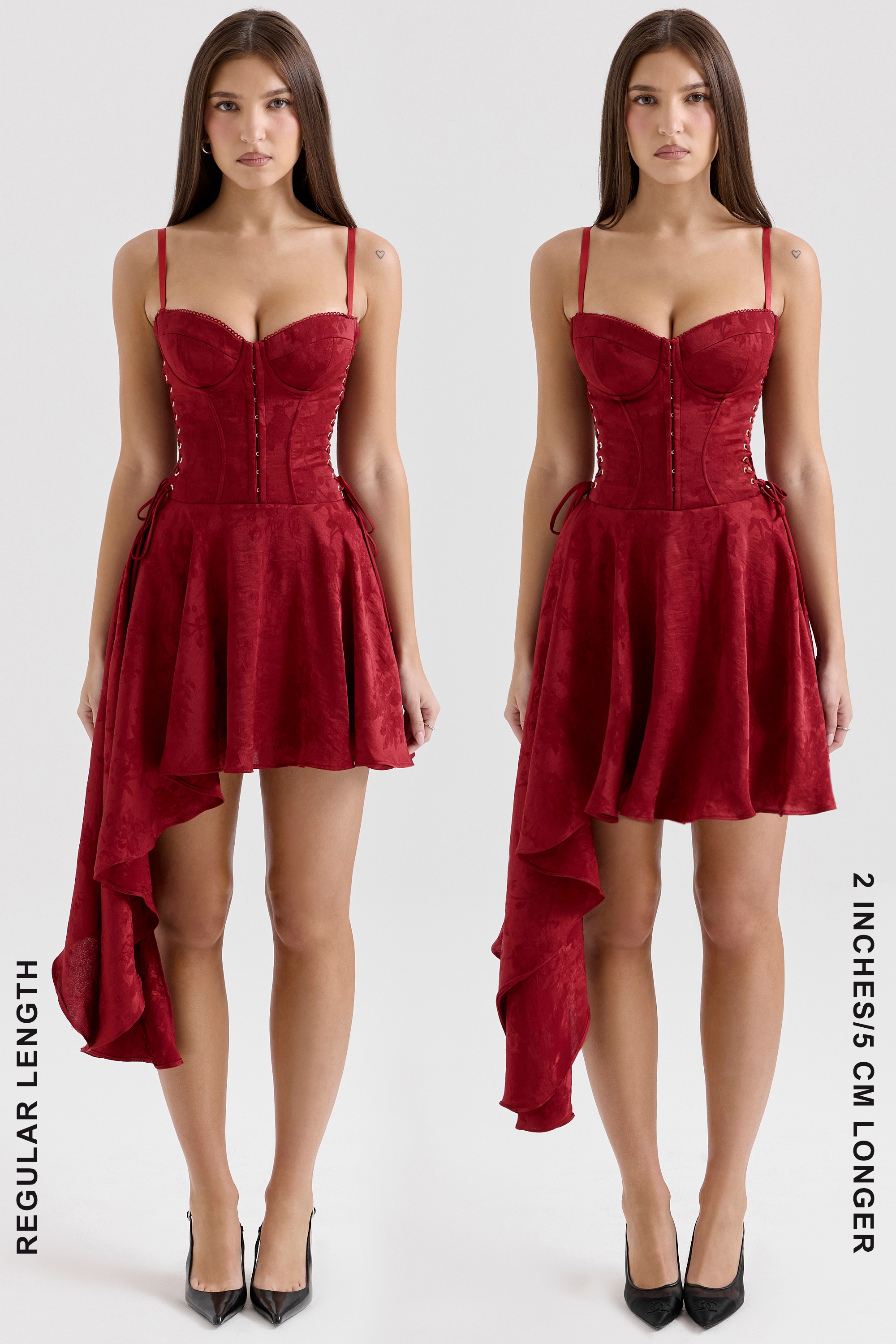 Lola  Wine Jacquard Satin Draped Mini Dress — image 7