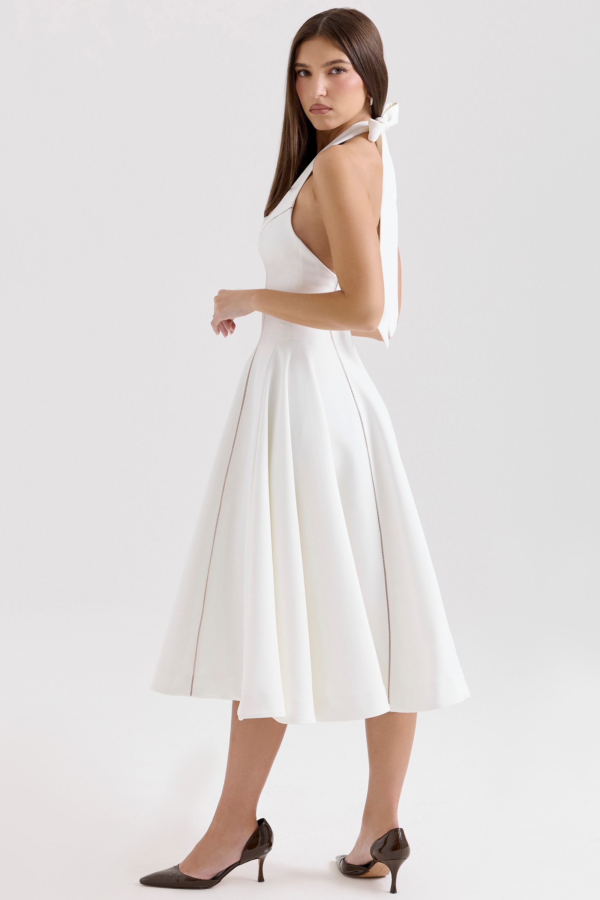 Loulou  Ivory Halter Neck Midi Dress — image 7
