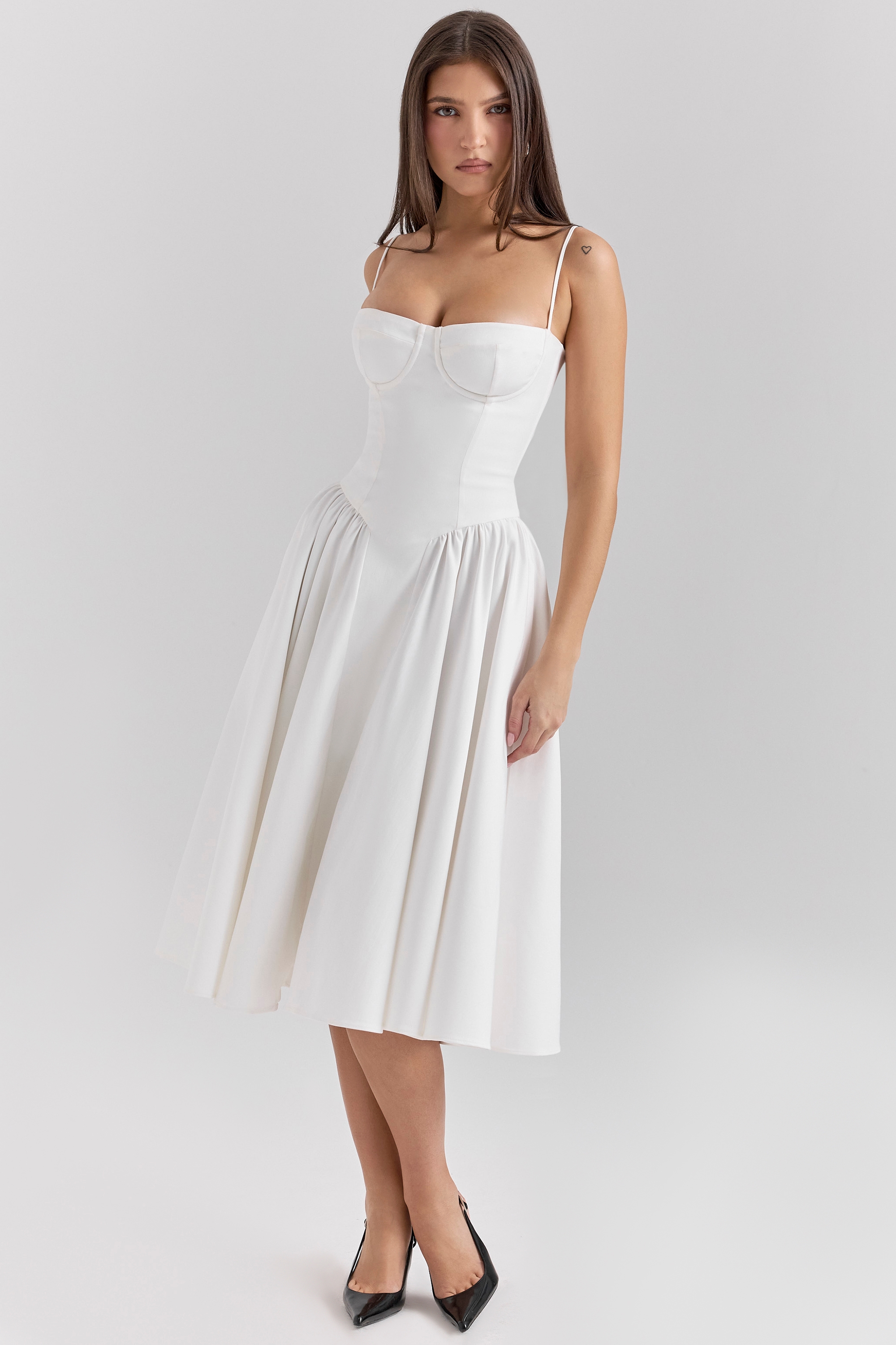 Samaria  White Corset Midi Dress — image 5