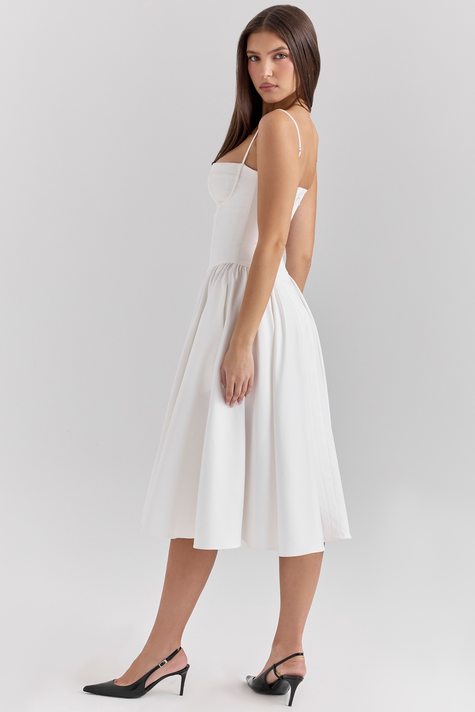 Samaria  White Corset Midi Dress — image 8