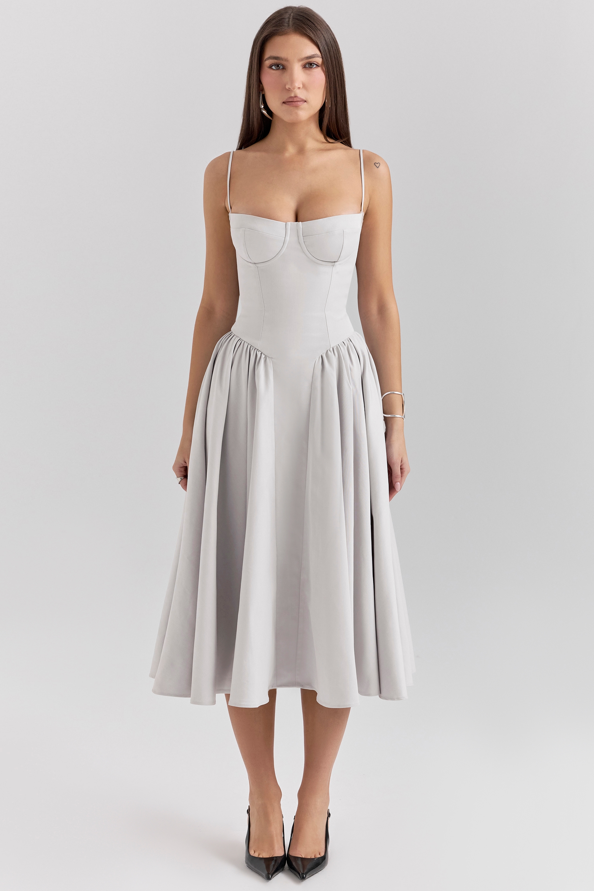 Samaria  Dove Grey Corset Midi Dress — image 1