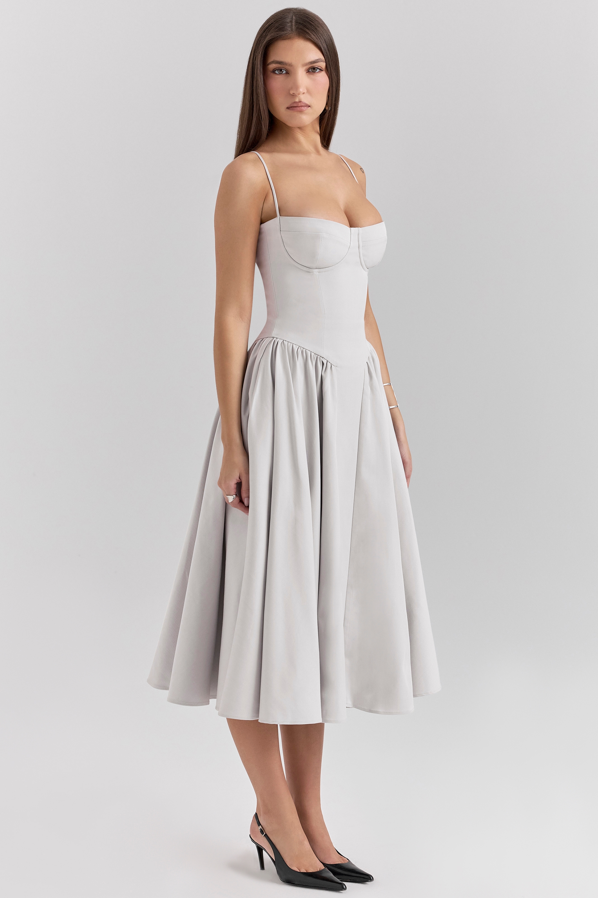 Samaria  Dove Grey Corset Midi Dress — image 7