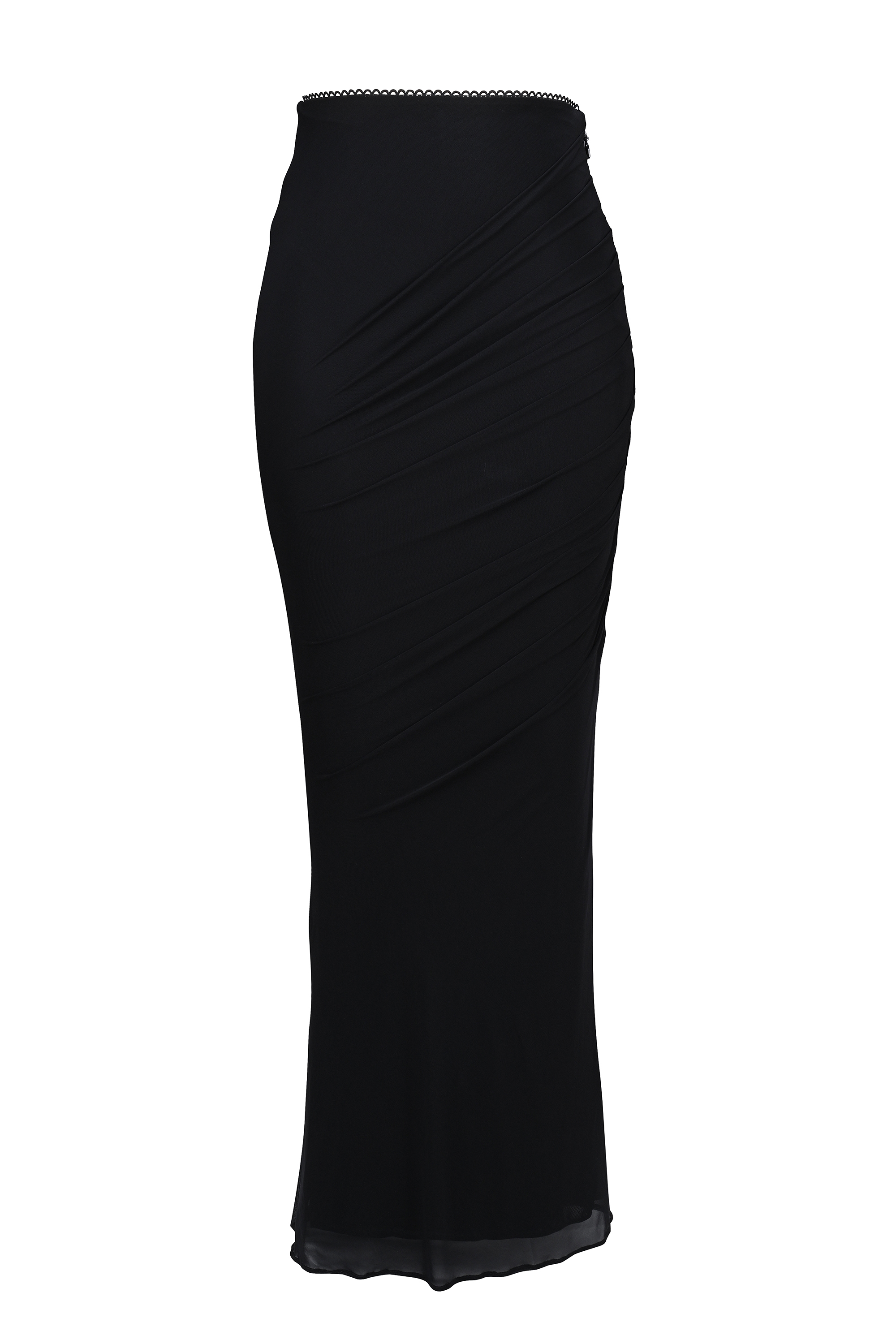 Cassidy  Black Mesh Maxi Skirt with Fluted Hem — image 9