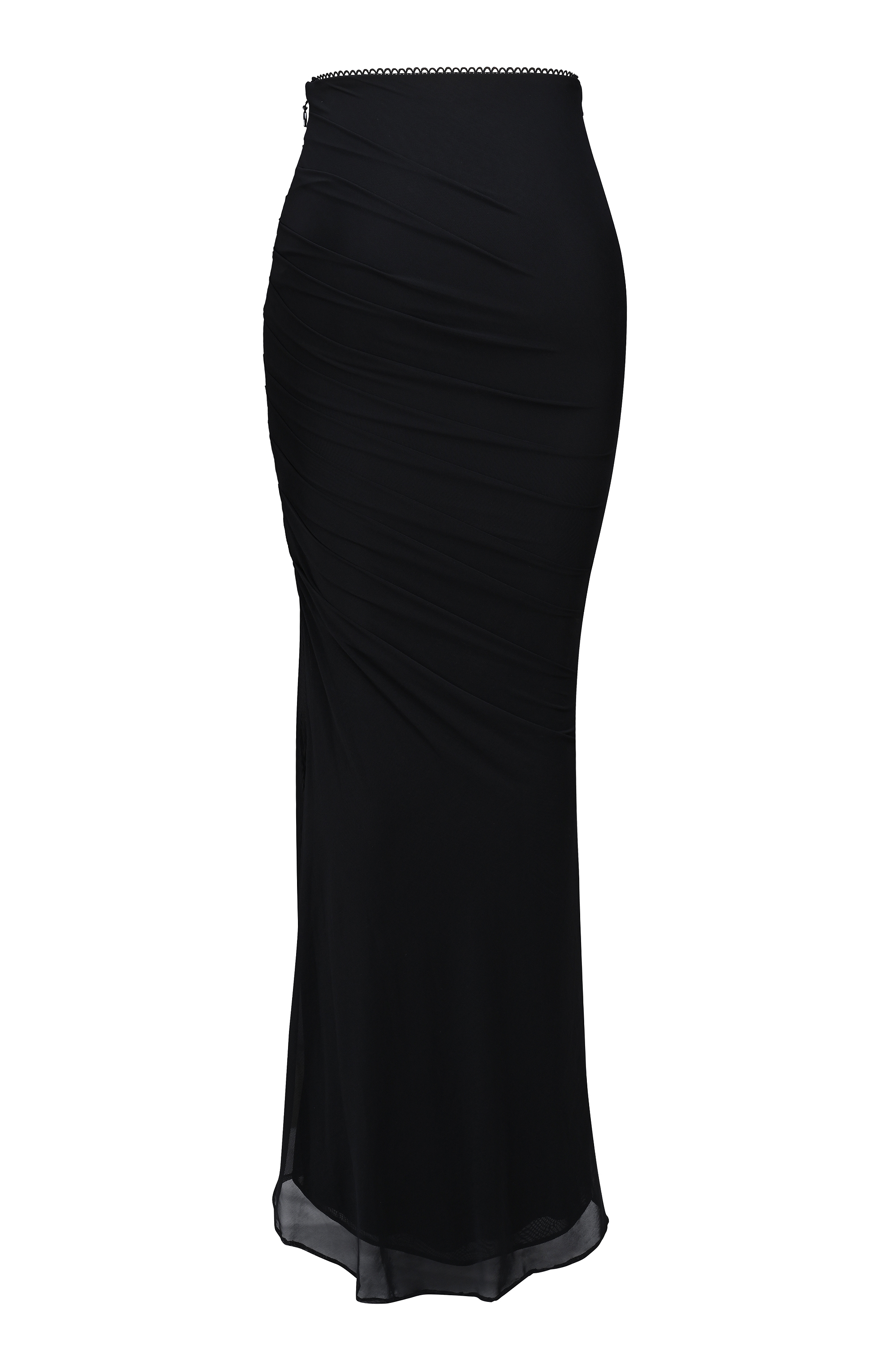 Cassidy  Black Mesh Maxi Skirt with Fluted Hem — image 11
