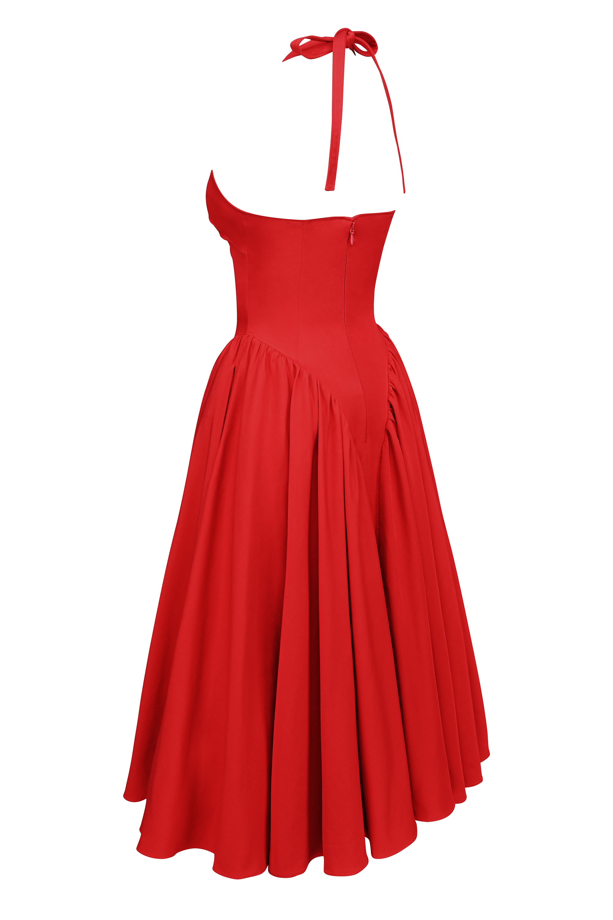 Marilyn  Red Twill Halter Midi Dress — image 13