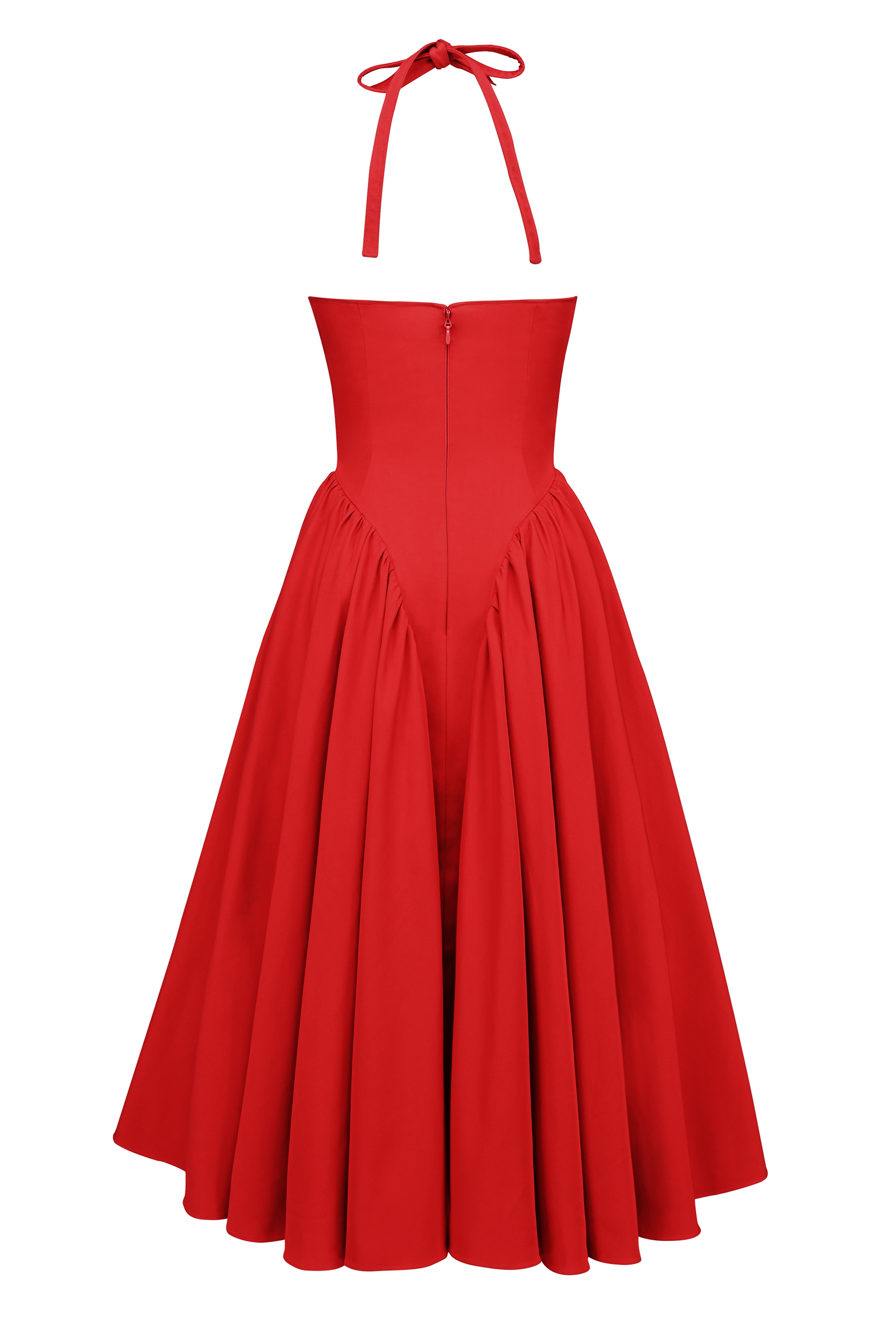 Marilyn  Red Twill Halter Midi Dress — image 14