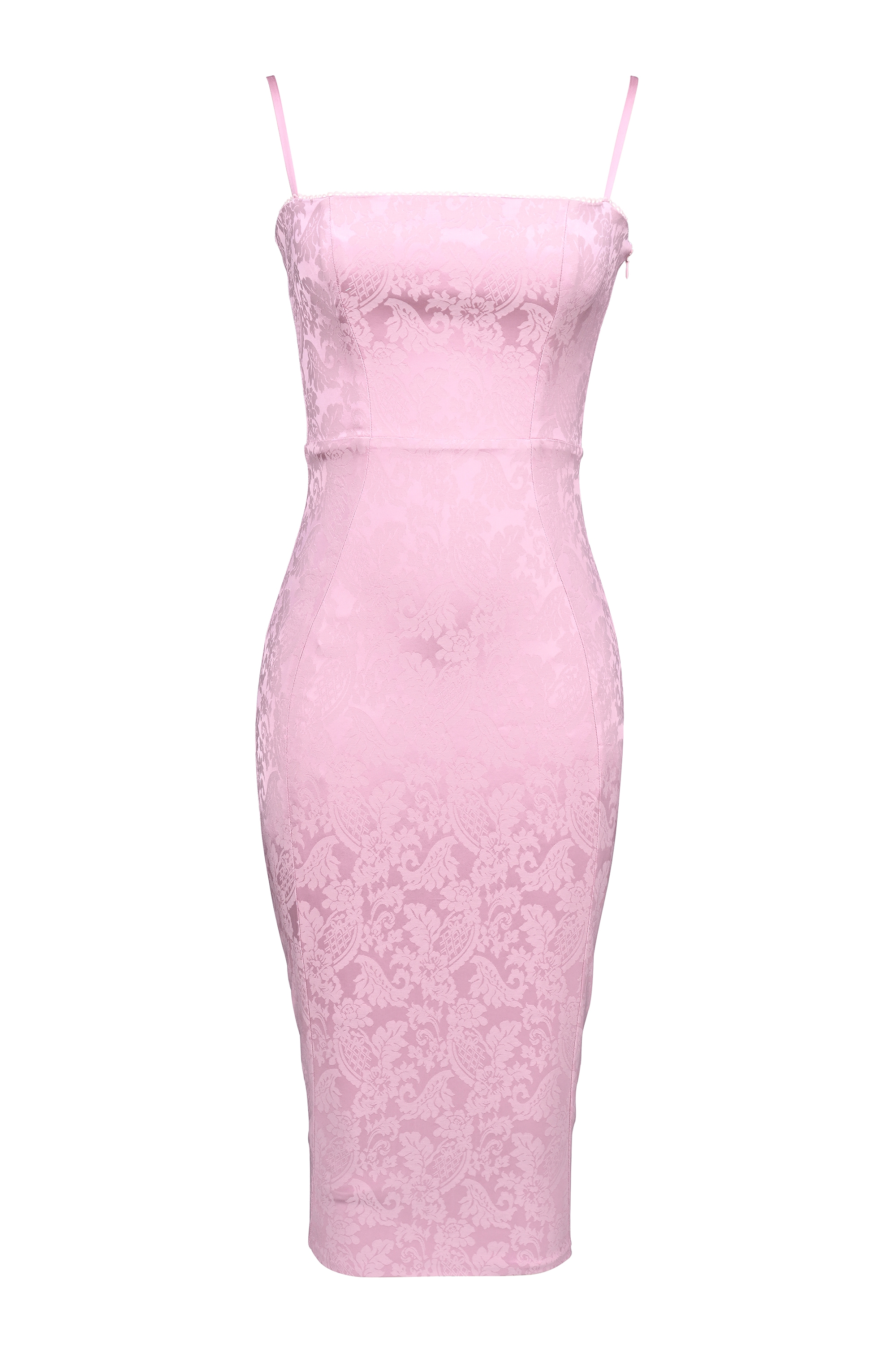 Ophelle  Pink Jacquard Lace Up Bodycon Midi Dress — image 14