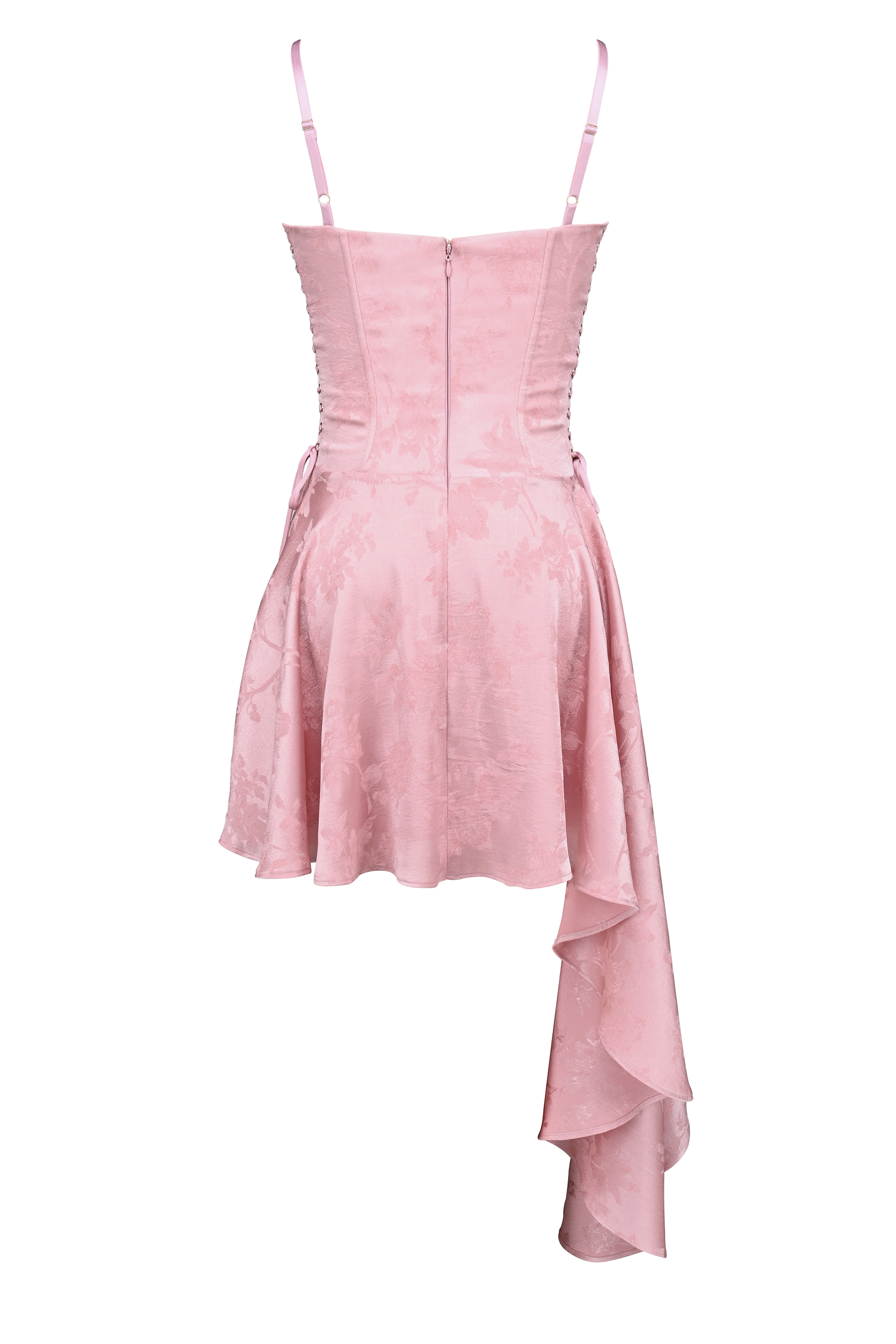 Lola  Pink Jacquard Draped Mini Dress — image 14