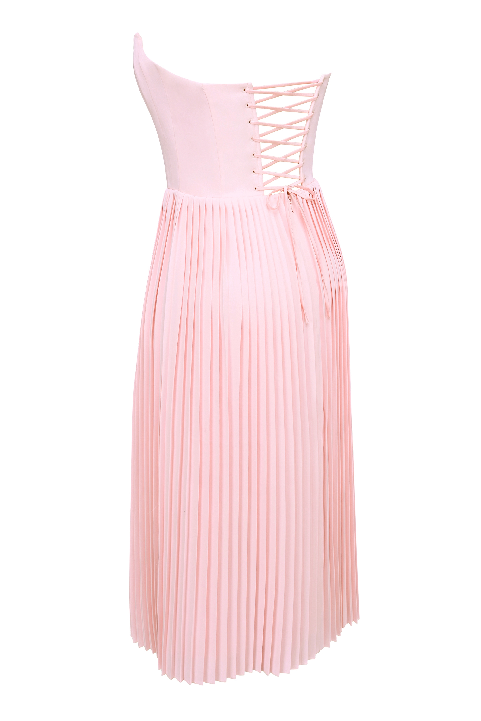 Marci  Pink Pleated Midi Corset Dress — image 15