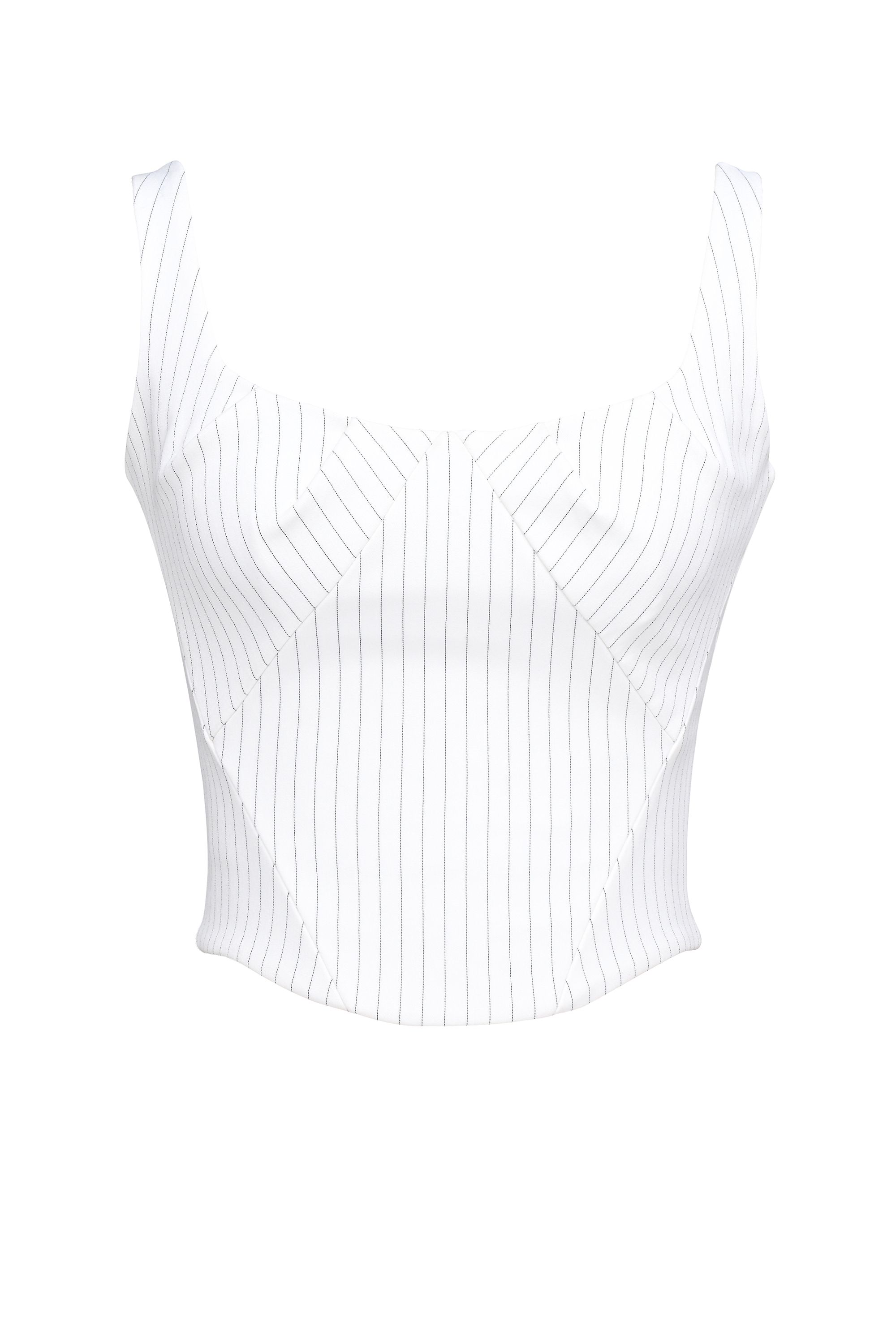 Selma  White Pinstripe Boned Corset Top — image 10