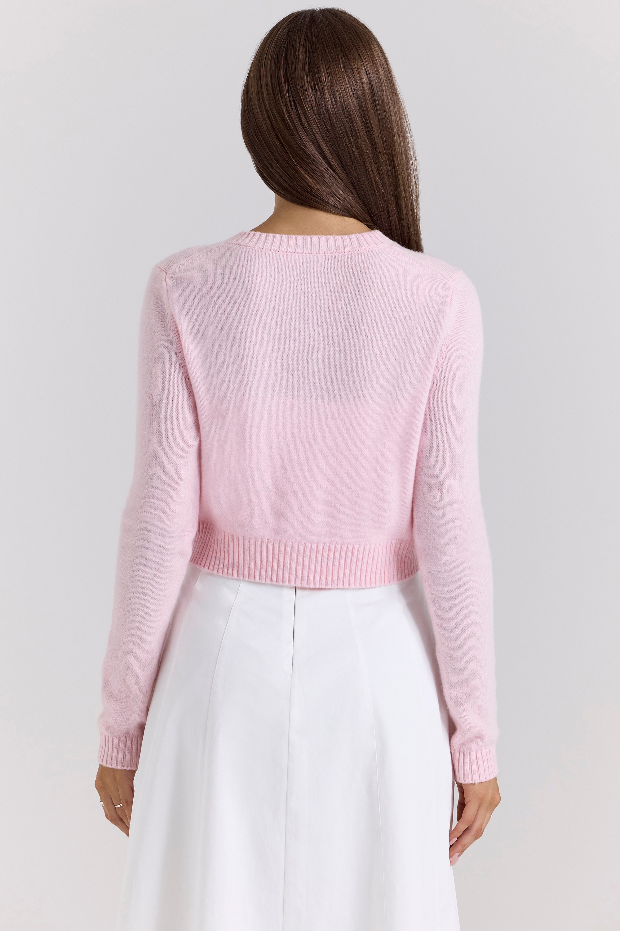 Alliana  Pink Cropped Wool Cardigan — image 7