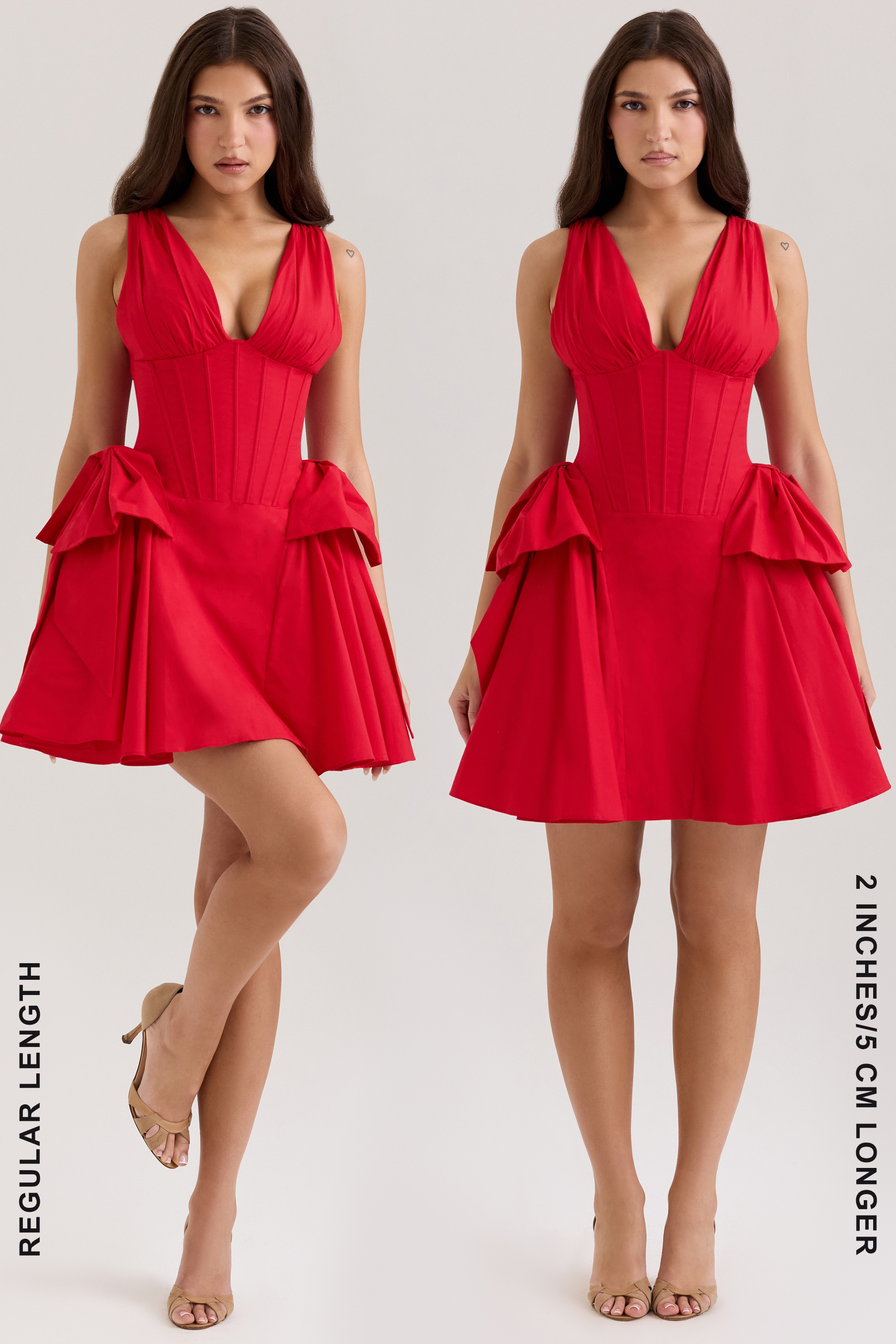 Amalia  Red Cotton Bow Mini Dress — image 7