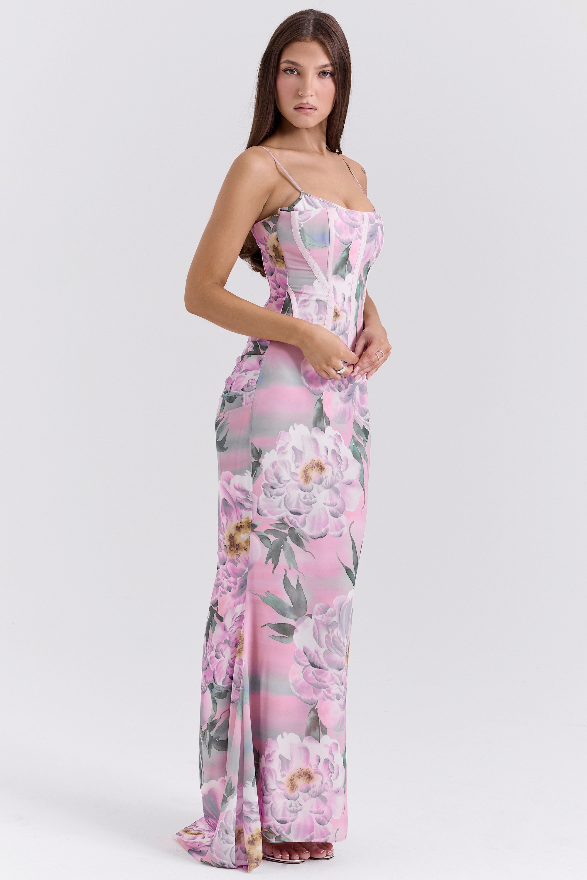 Antonina  Pink Floral Corset Maxi Dress — image 7