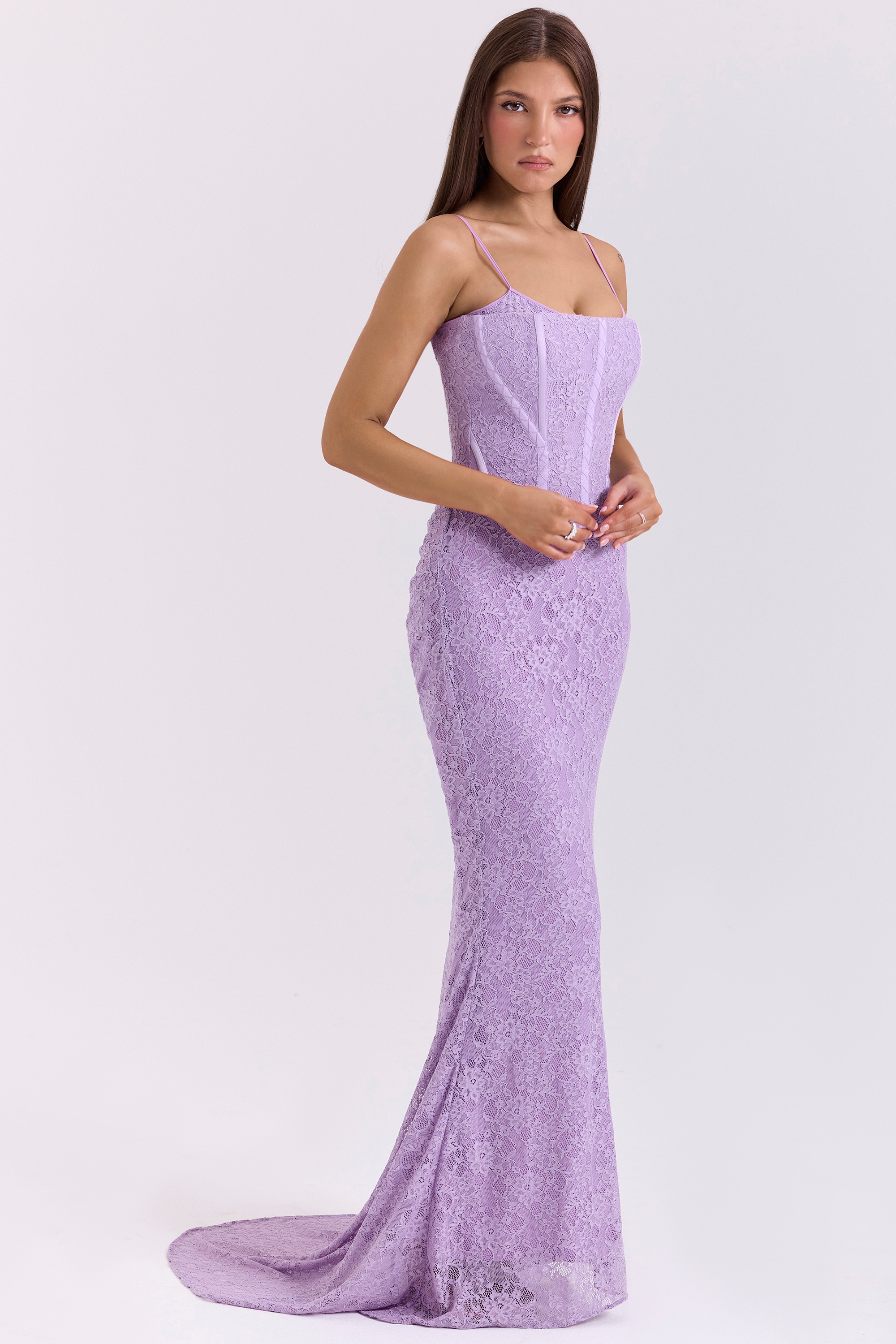 Antonina  Orchid Lace Corset Maxi Dress — image 3