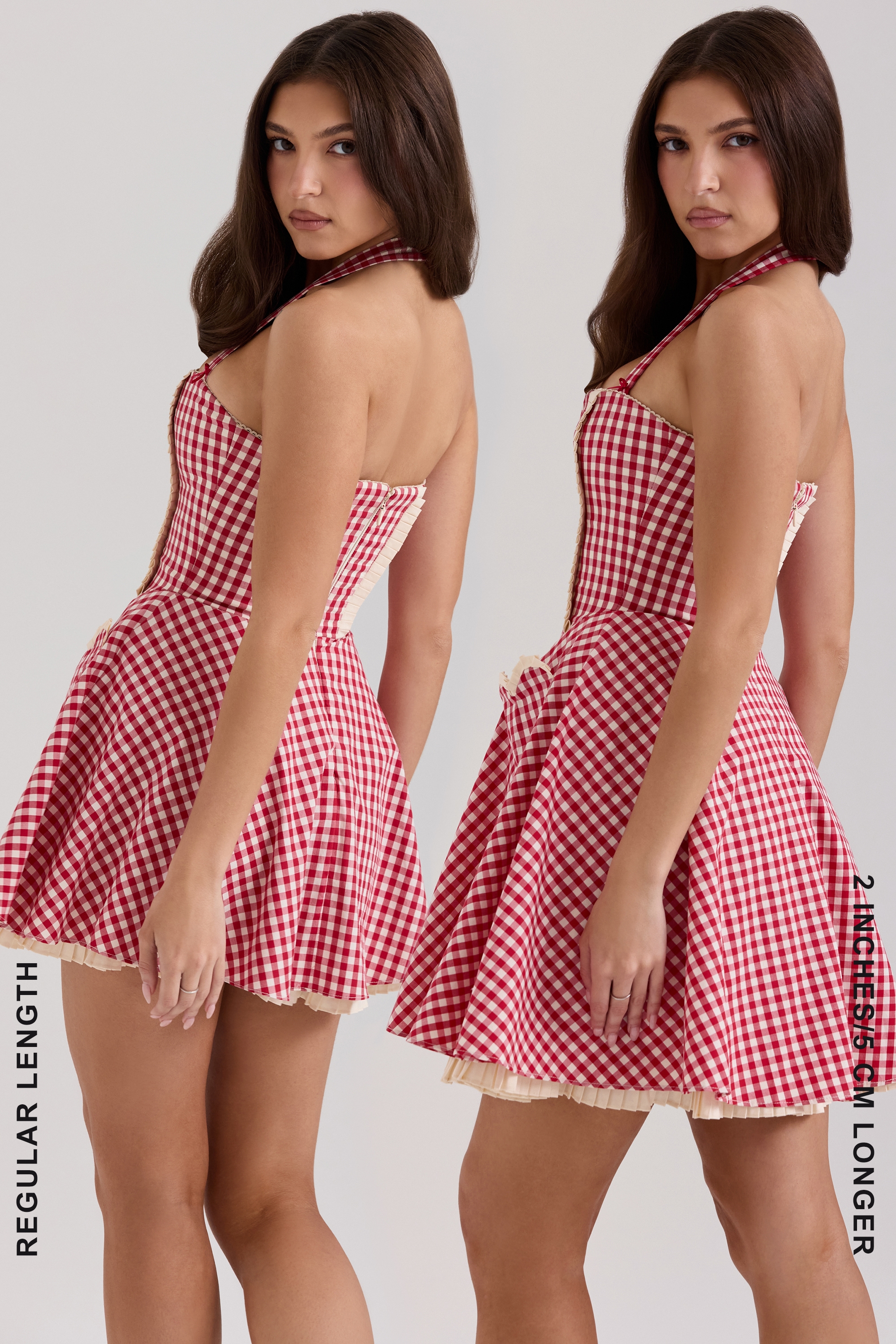 Heidi  Red Gingham Cotton Halter Neck Mini Dress — image 9