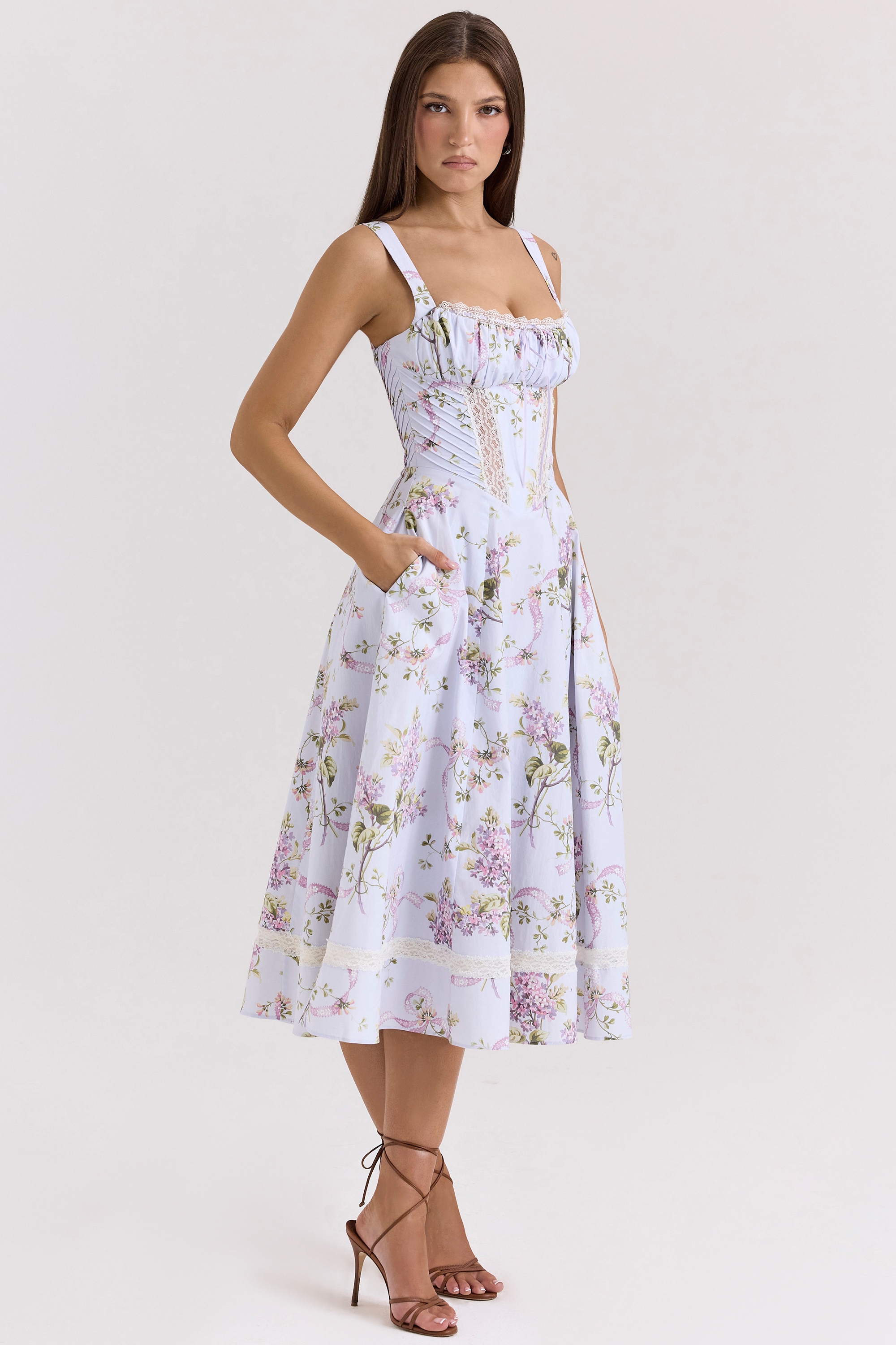 Kim  Lilac Floral Cotton Midi Sundress — image 6